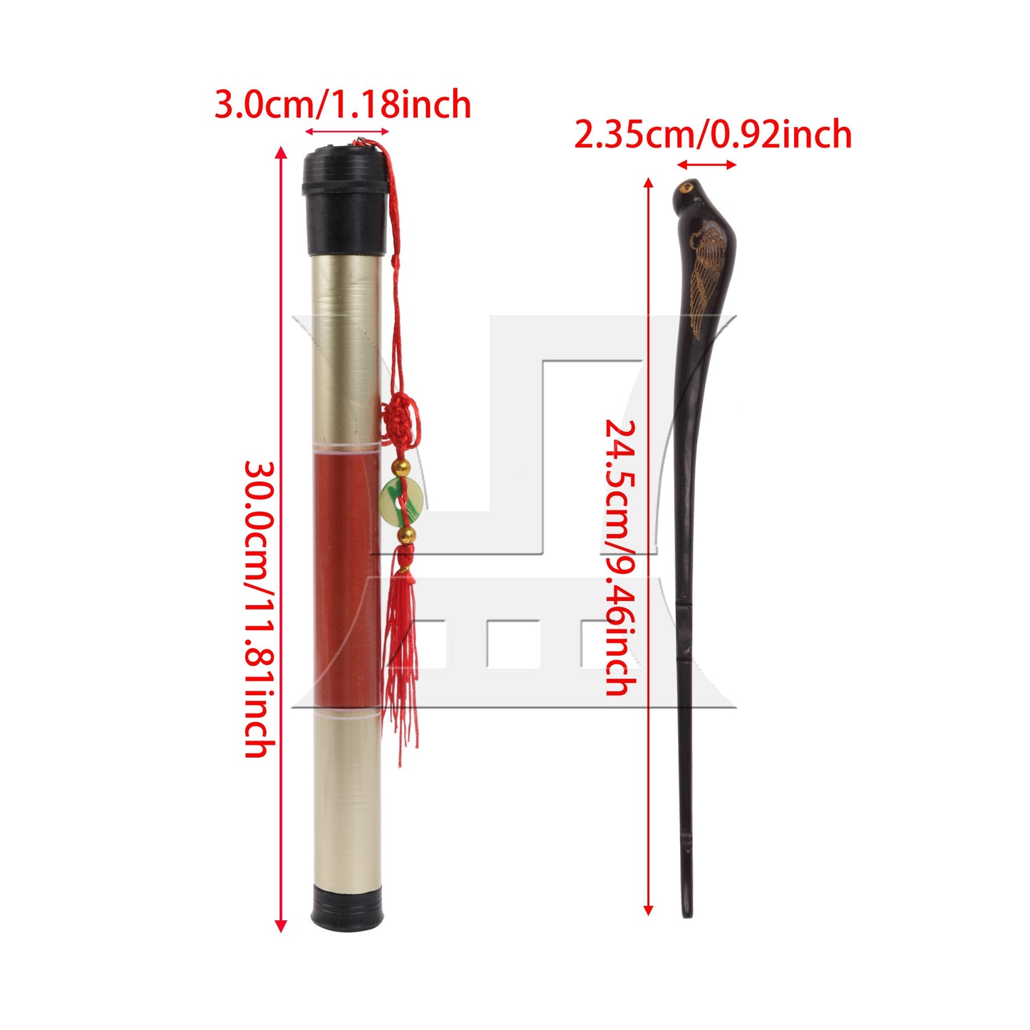 2 Pieces Professional Ebony Dulcimer Practice Hammers Drumstick 9.69" x 0.65"