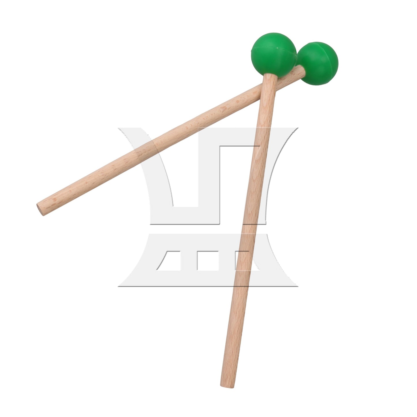 2Pieces Percussion Green Mallets Rubber Head Drum Sticks with Wooden Handle