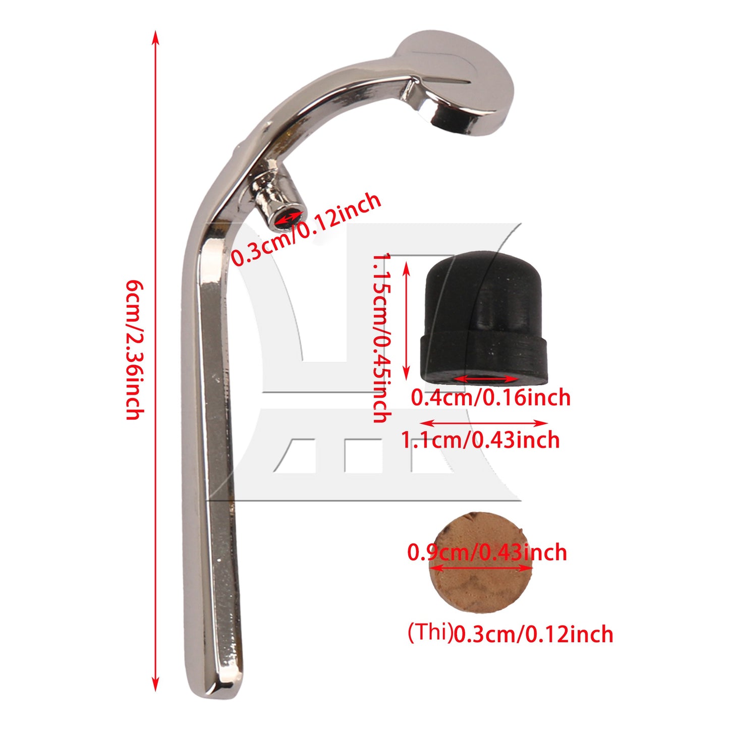 Trombone Water Key Complete Set with Spit Valve Cork Pad for Trombone Parts