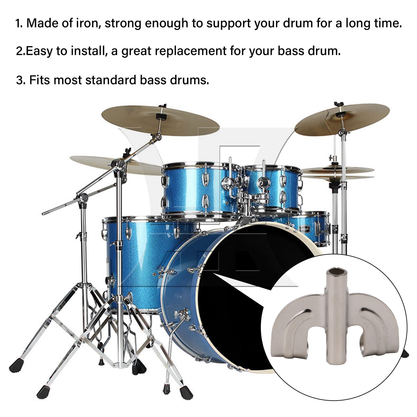 10Pieces Silver Iron Claw Hook Replacement 2.22x1.69inch for Bass Drum Snare