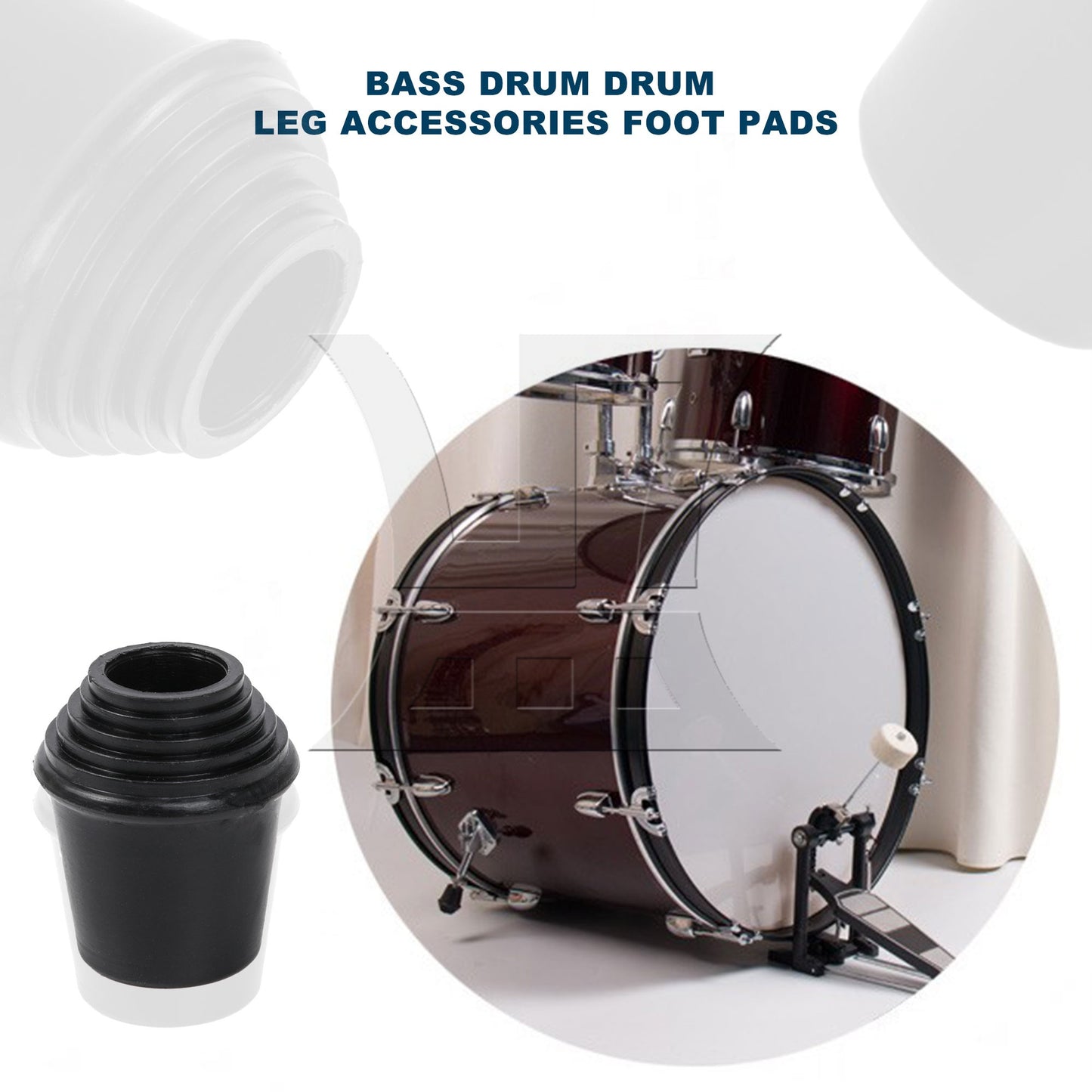 4 Pieces Rubber Leg Tip for Bass Drum Black Pad Fittings Anti-Slip with Washer