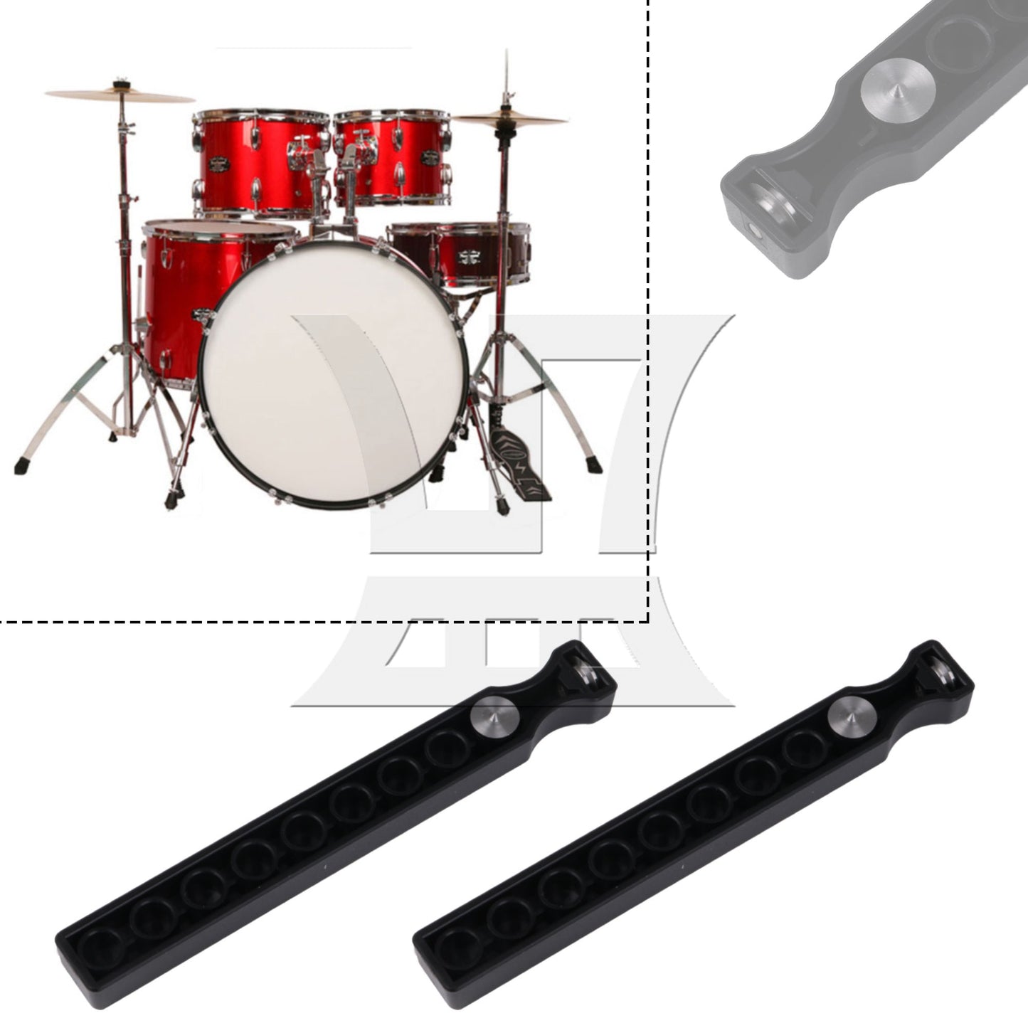 Bass Drum Head Port Punch Tool 2-10inch Hole for Percussion 139x17x12mm Black