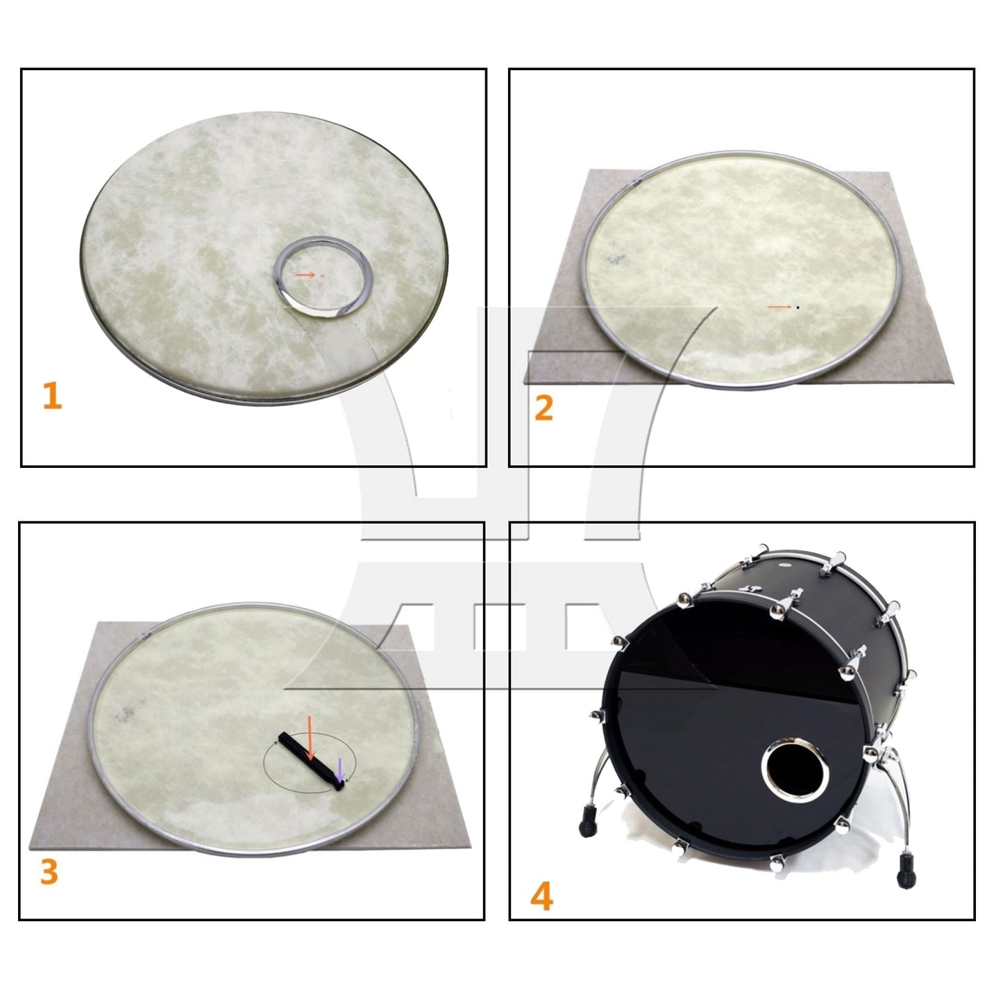 Bass Drum Head Port Punch Tool 2-10inch Hole for Percussion 139x17x12mm Black