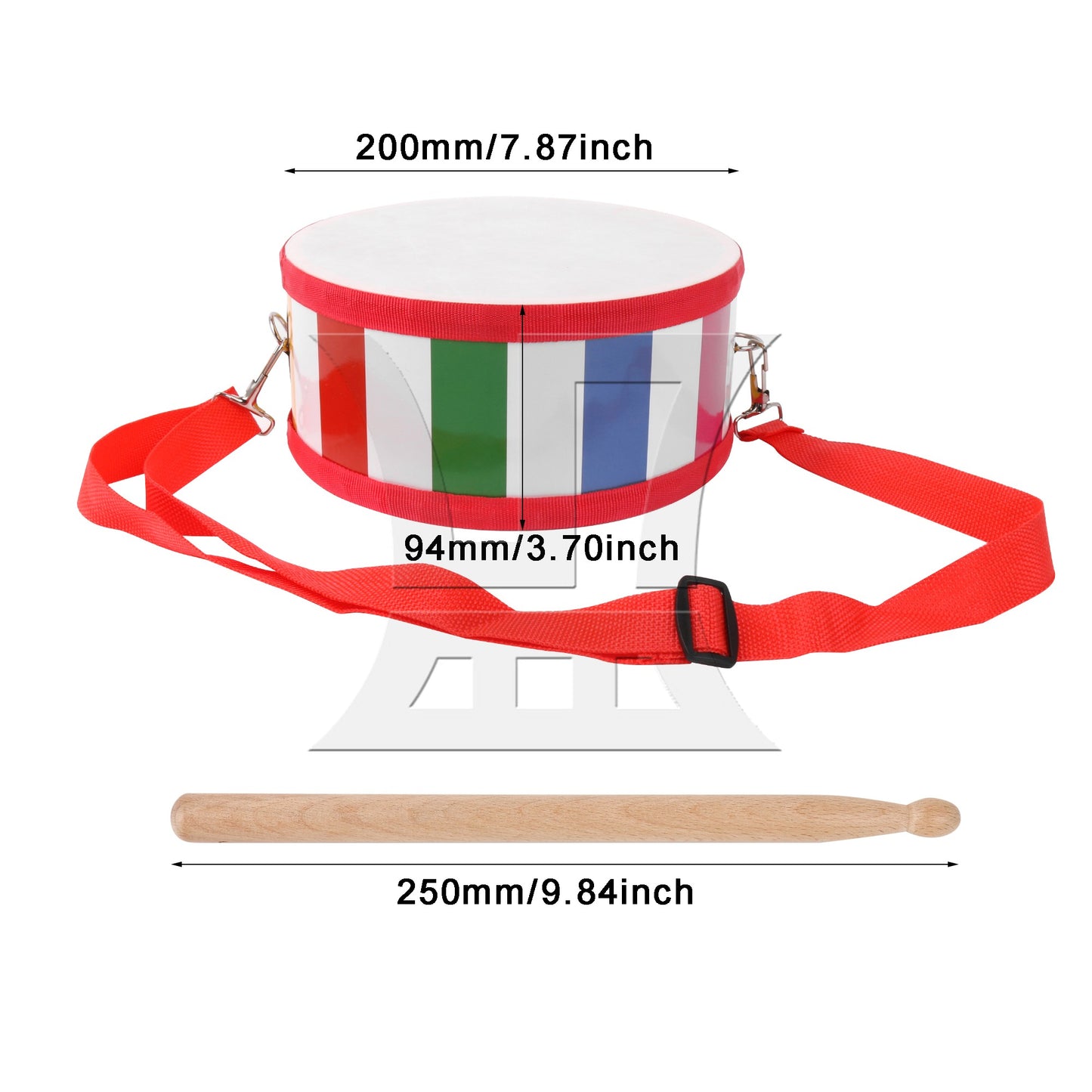 Wooden Drum 8" with Adjustable Strap and 2pcs Drumsticks for Music Lover Gift