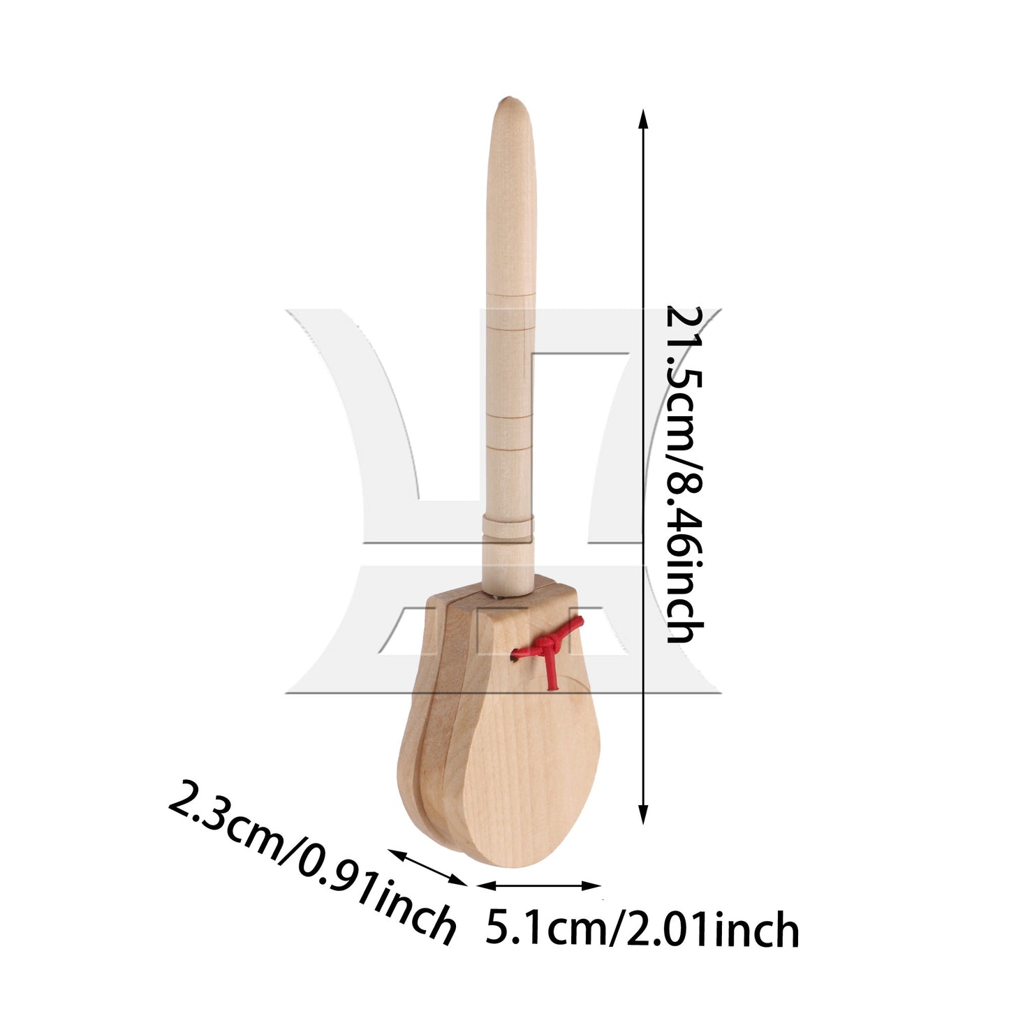2Pieces Natural Wooden Castanets Clappers with Handle Percussion Instrument