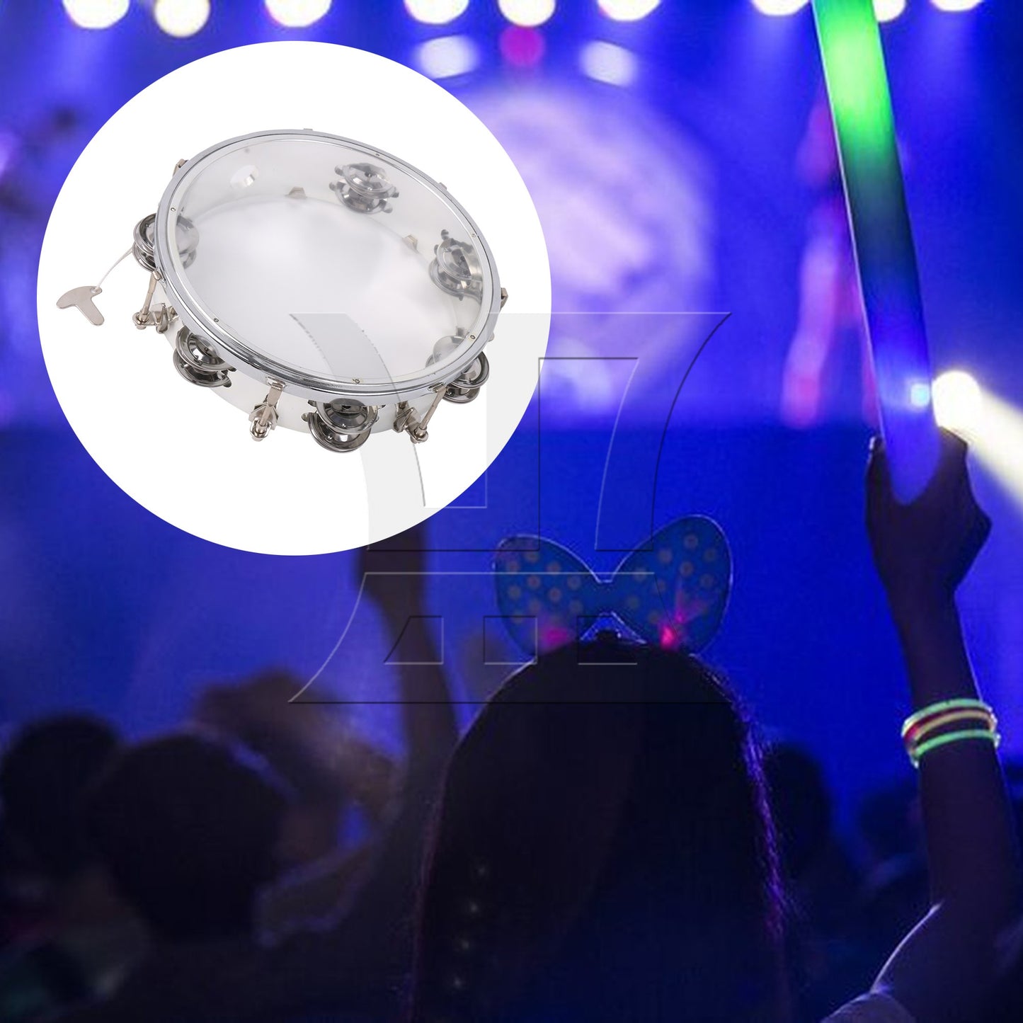 8 Inch Tambourine Performance Level Handheld Bell Percussion for Noise Makers