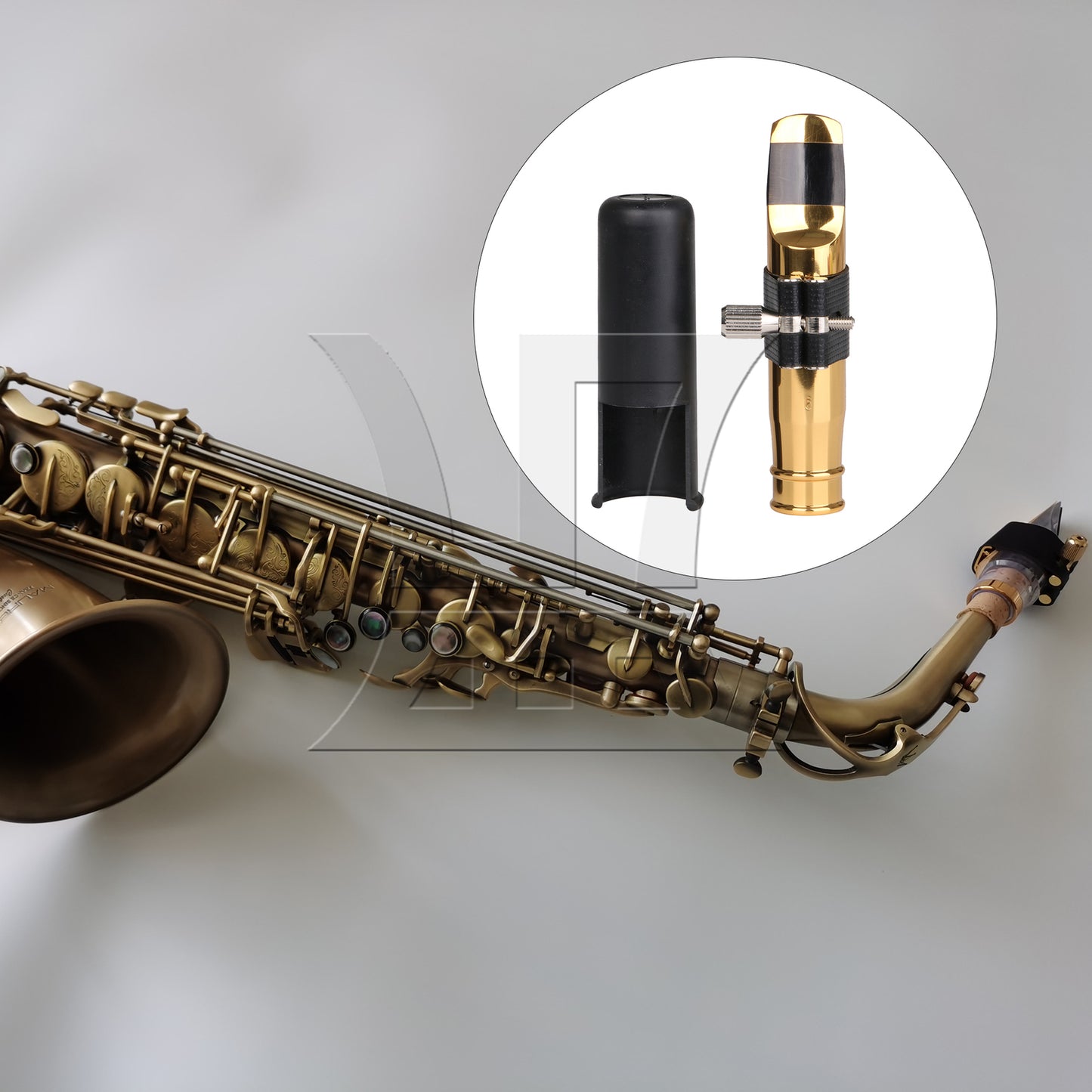 BQLZR Tenor Saxophone Mouthpiece 6# Clamp Cap Kit for Jazz & Pop Music Gold Plated