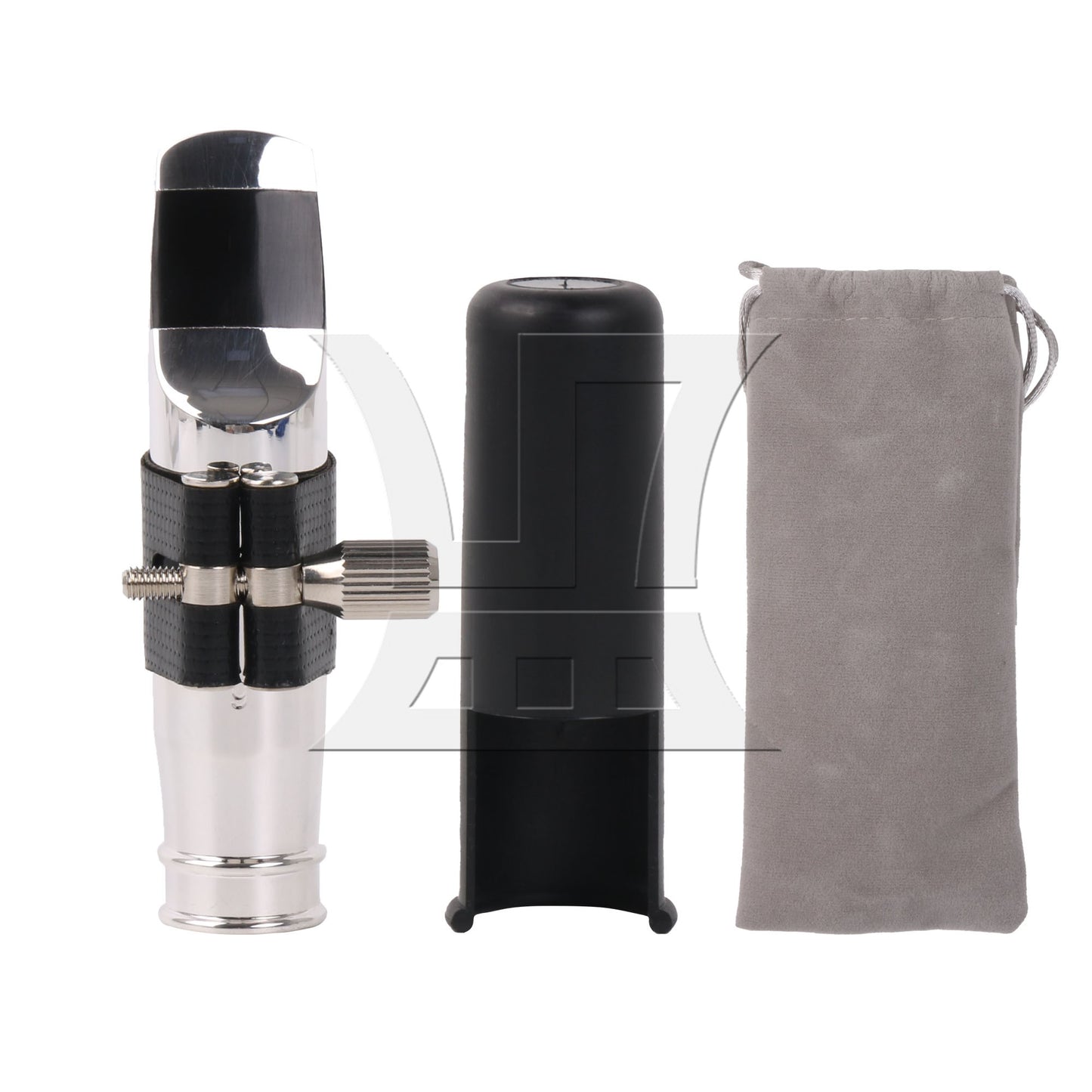 Silver-Plated Alto Sax Eb Mouthpiece 9# Music Instrument w/ PU Leather Cap