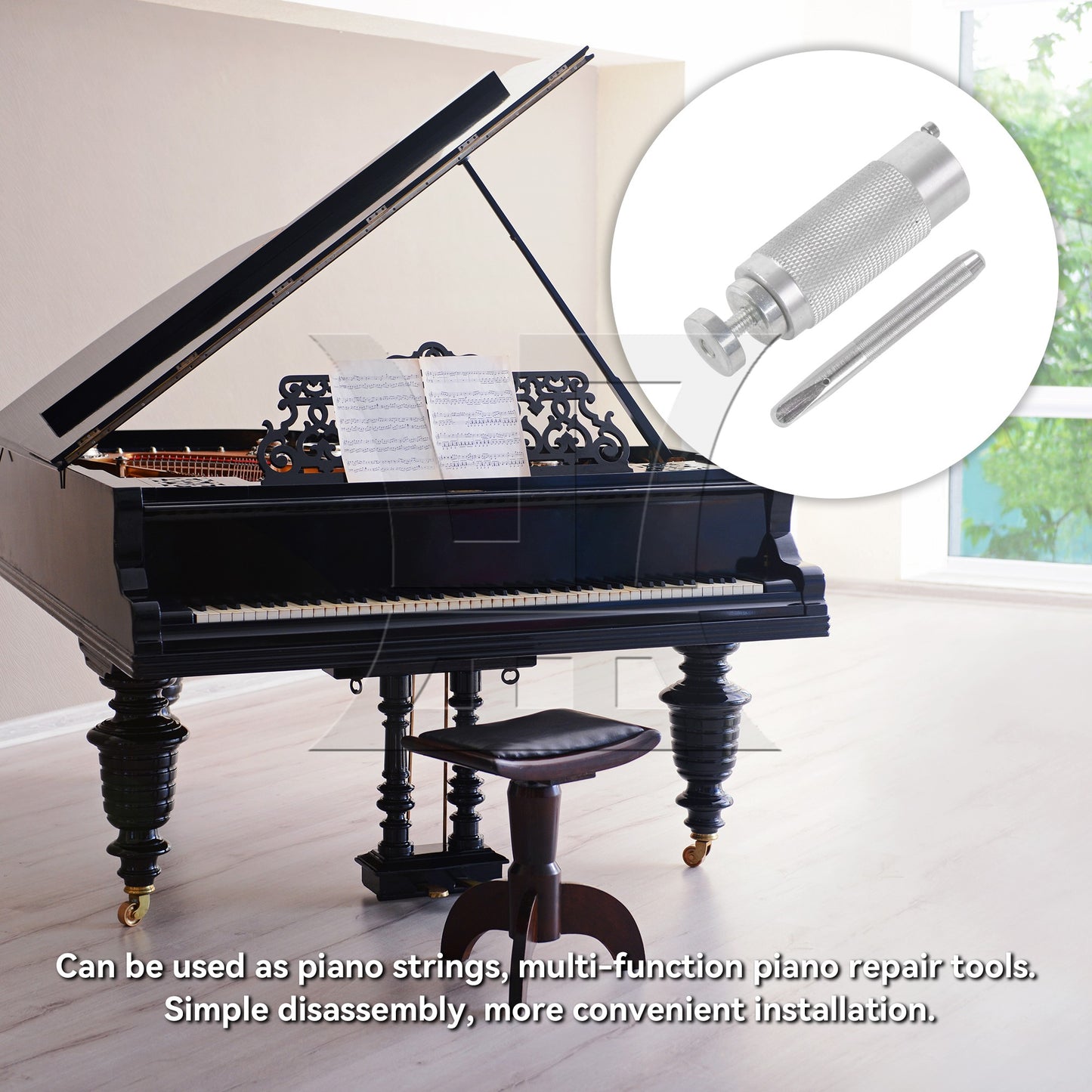 Piano Chord Change Tuning Tool 3 Circle Semi Metal String Winder Repair Set