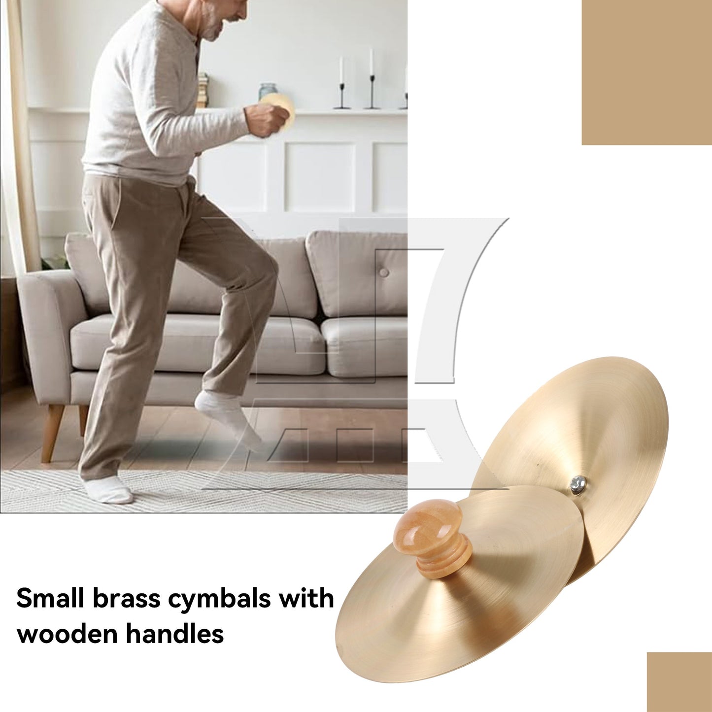 2 Pieces Mini Belly Dance Finger Hand Cymbals for Party 3.54 Inch Dia Golden