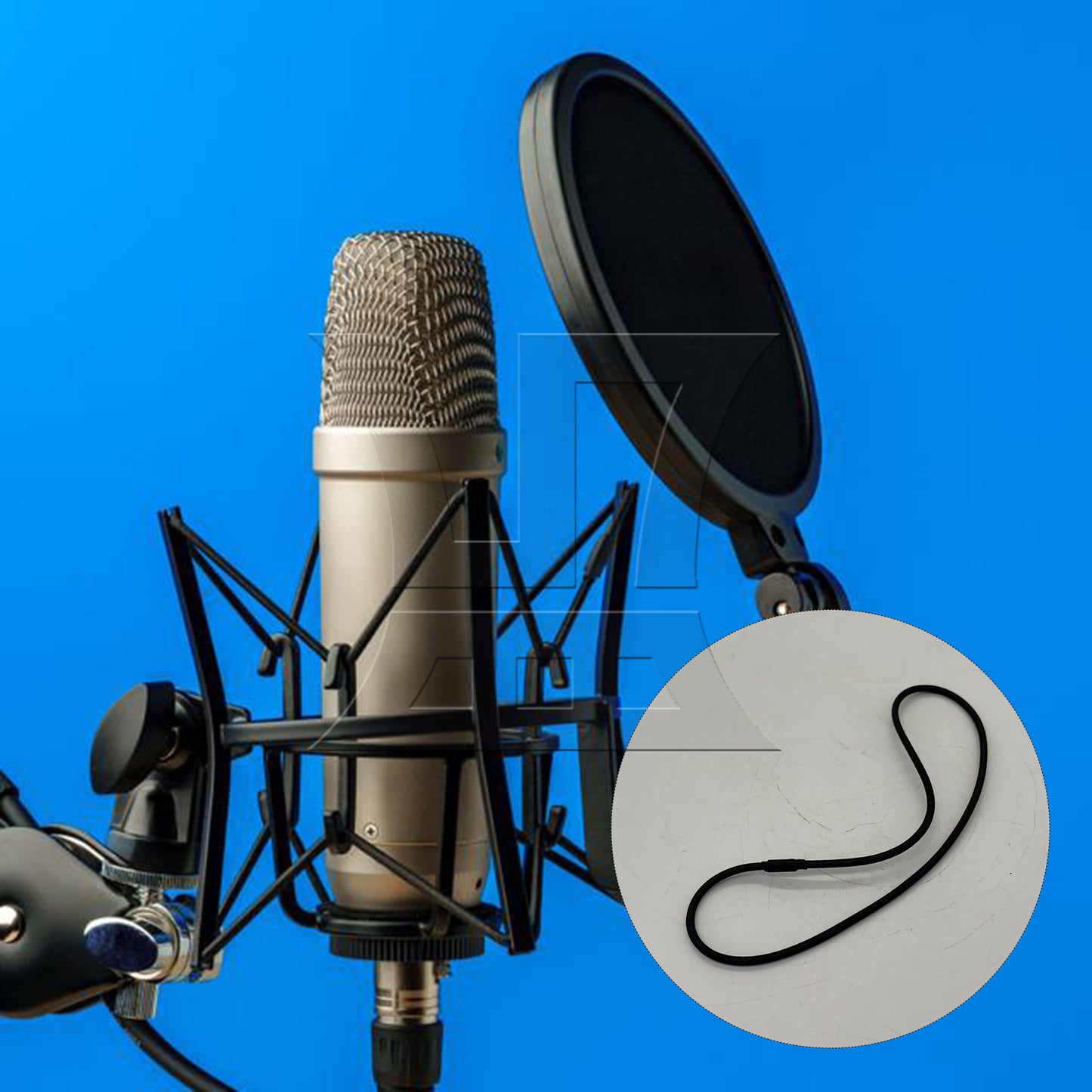 BQLZR 1pc Microphone Shockproof Frame Rubber Band Large Size Black For Microphone Bracket Fixing Installation