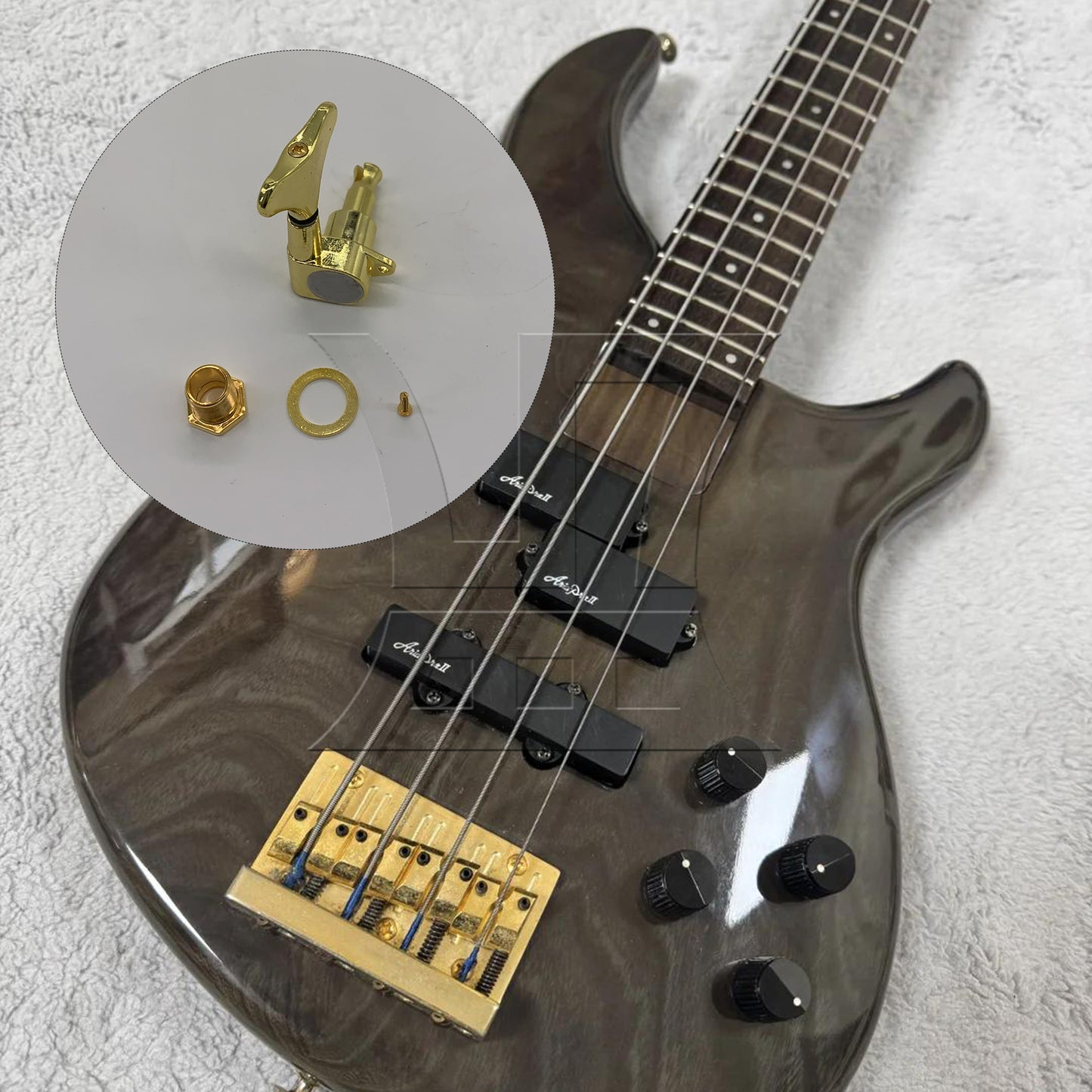 BQLZR 1pc Bass Tuning Peg Golden Right Fully Closed Button of Electric Bass