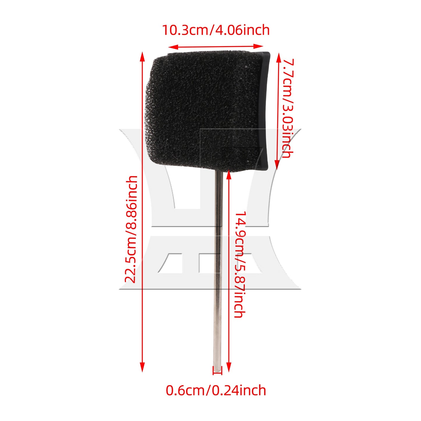 Black Kick Drum Pedal with 6mm Dia Stainless Steel Shaft 103x77mm Flat Head