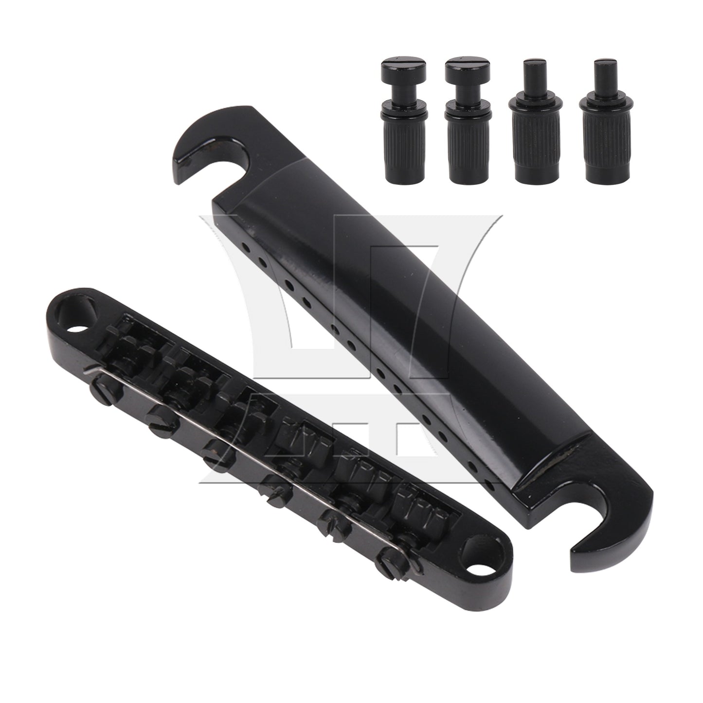 2 Pieces Silver 12 String Guitar Roller Saddle Bridge and Tailpiece Combo Set