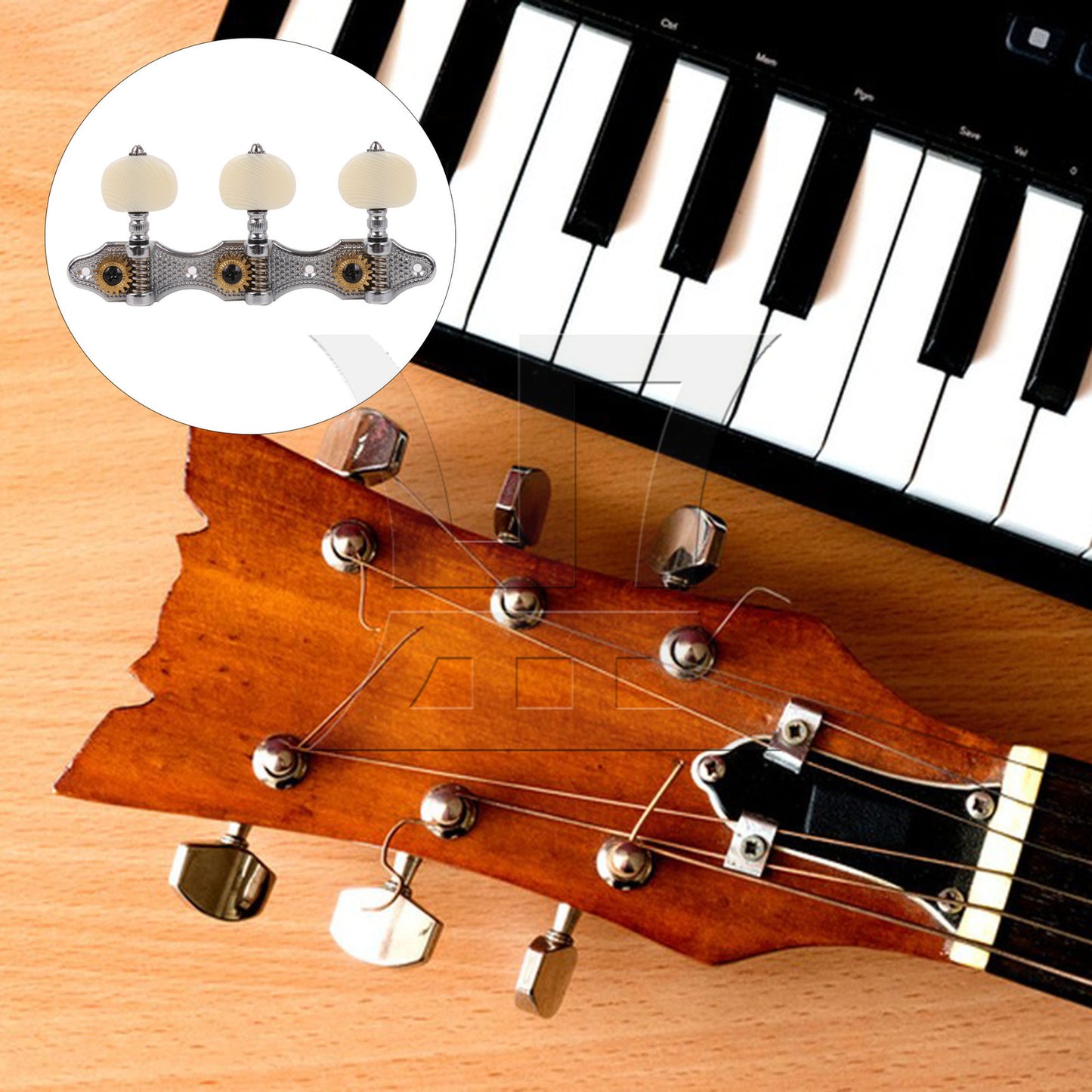 BQLZR 2pcs Classical Guitar 3 String Tuning Peg Gear Ratio 1:18 Silver 1R1L for Handmade Guitar Studios