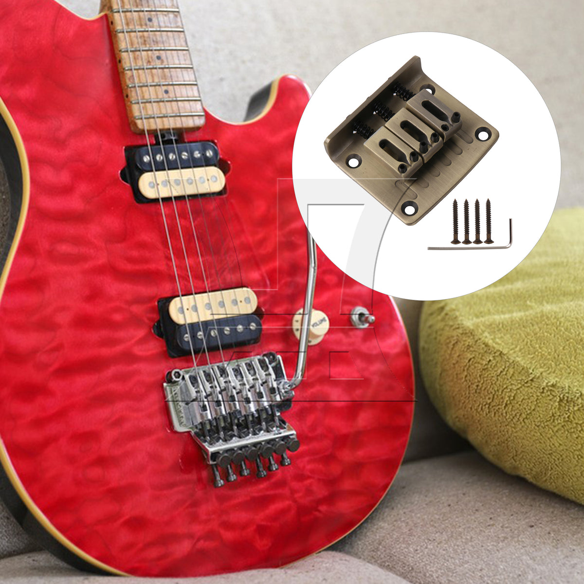 BQLZR 1pc Three String Electric Guitar Bridge Retro Color Guitar Accessories