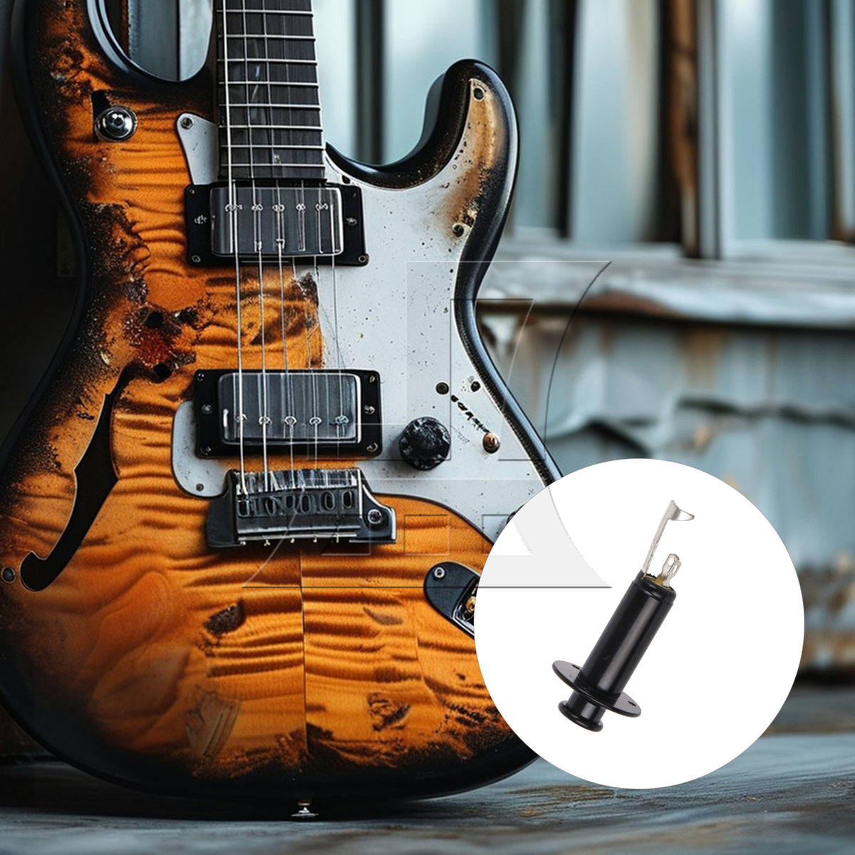BQLZR 1PC Electric Guitar Parts End Pin Output Jack Socket Connector Black 5.8x2.5cm Long Service Life