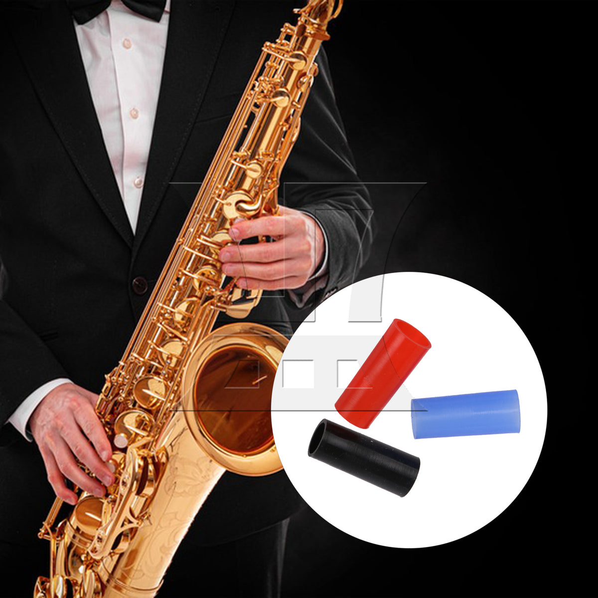 BQLZR Alto Saxophone Neck Silicone Sleeve, Not Easily Deformed, Red, Royal Blue, Black
