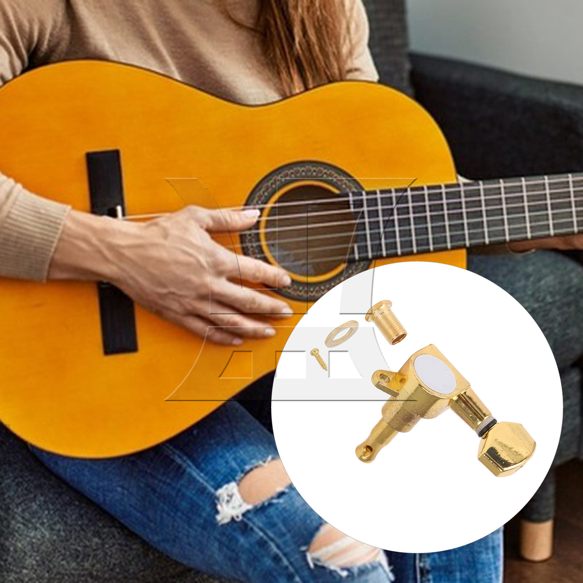 BQLZR 1pc Guitar Fully Enclosed Small Handle Accurate String Right Hand Golden Suitable for Electric Guitars