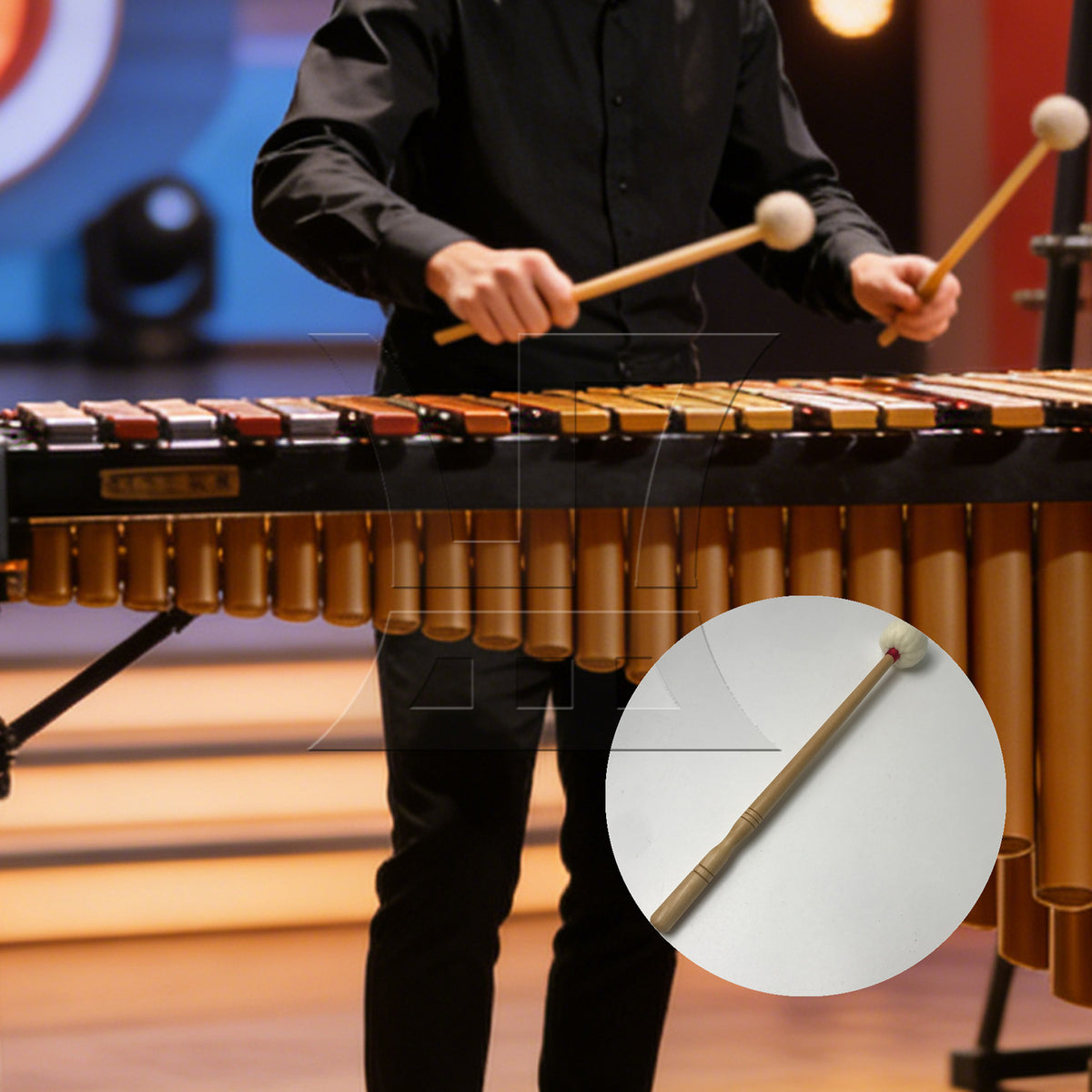 BQLZR 1pc Drum Mallet 12 Inches for Marching Band Drumsticks Orchestra Drumsticks