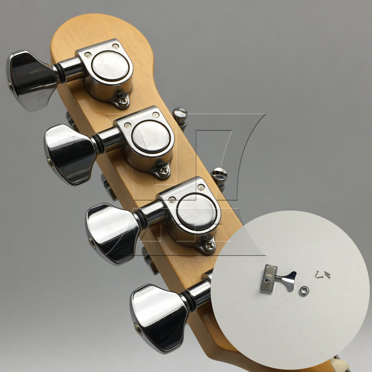 BQLZR 1pc Semi-Closed Fishtail Bass Tuning Peg Silver Left Bass Guitar Winding Buttons
