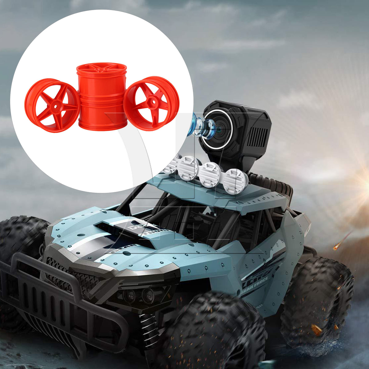 BQLZR 4x Plastic Five-Pointed Star Wheel Rim RC1:10 Off Road Red B10001R/B10003R