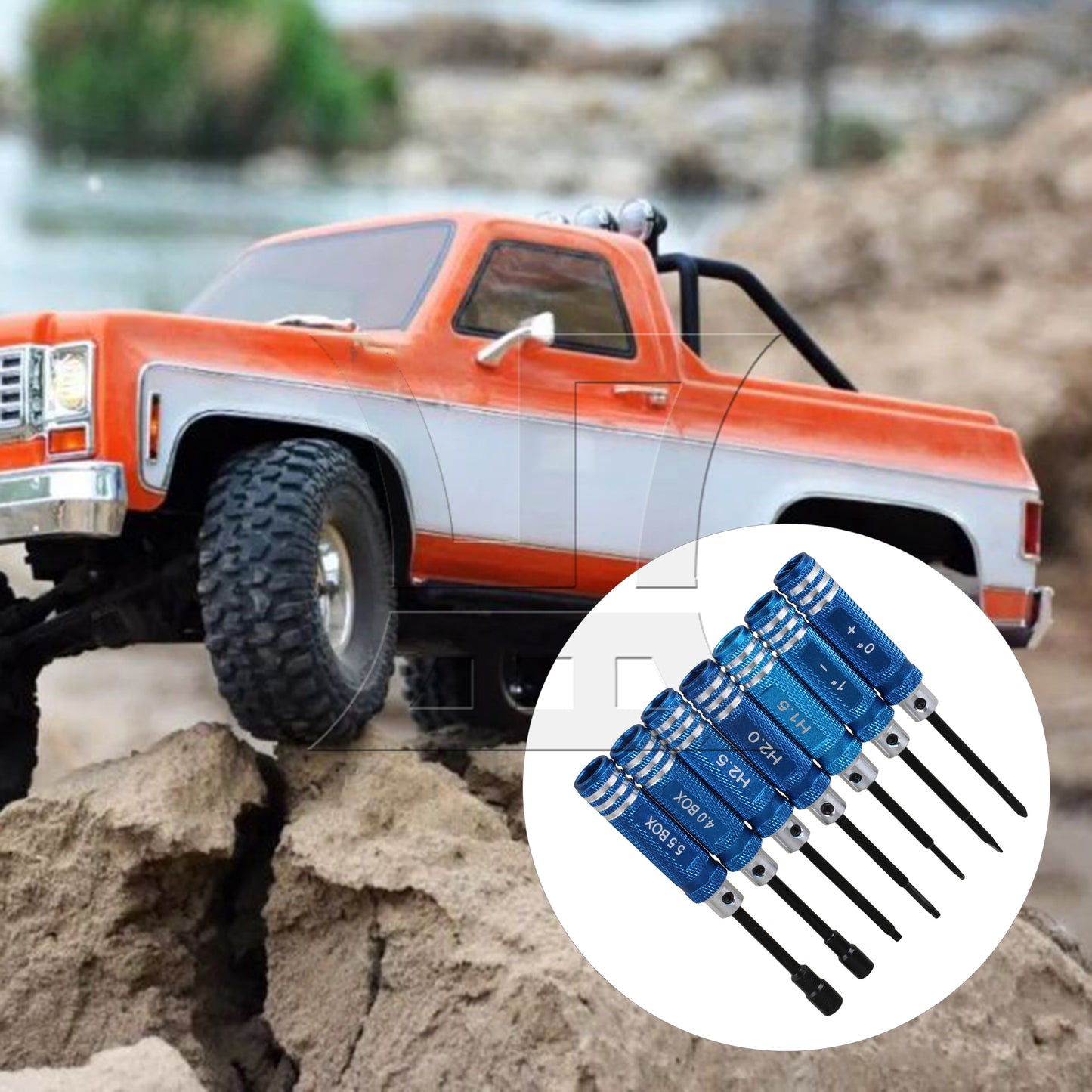 BQLZR Blue T10003 Aluminum Hex Screwdrivers Key Driver for RC Car 7 in A Set