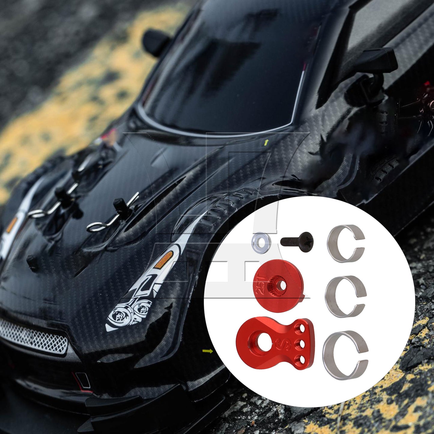 BQLZR Red RC1:8 1:10 1:16 Car Alloy Steering Servo Horn Arm N10220 25T