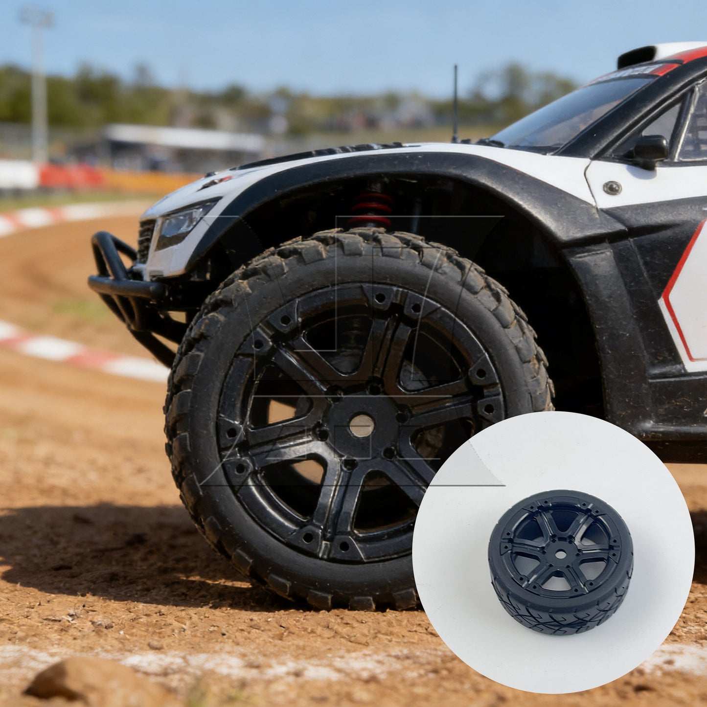 BQLZR 4 x Rubber X Shape Pattern Tyre 6 Spoke Wheel Rim for RC1:10 On-Road Car