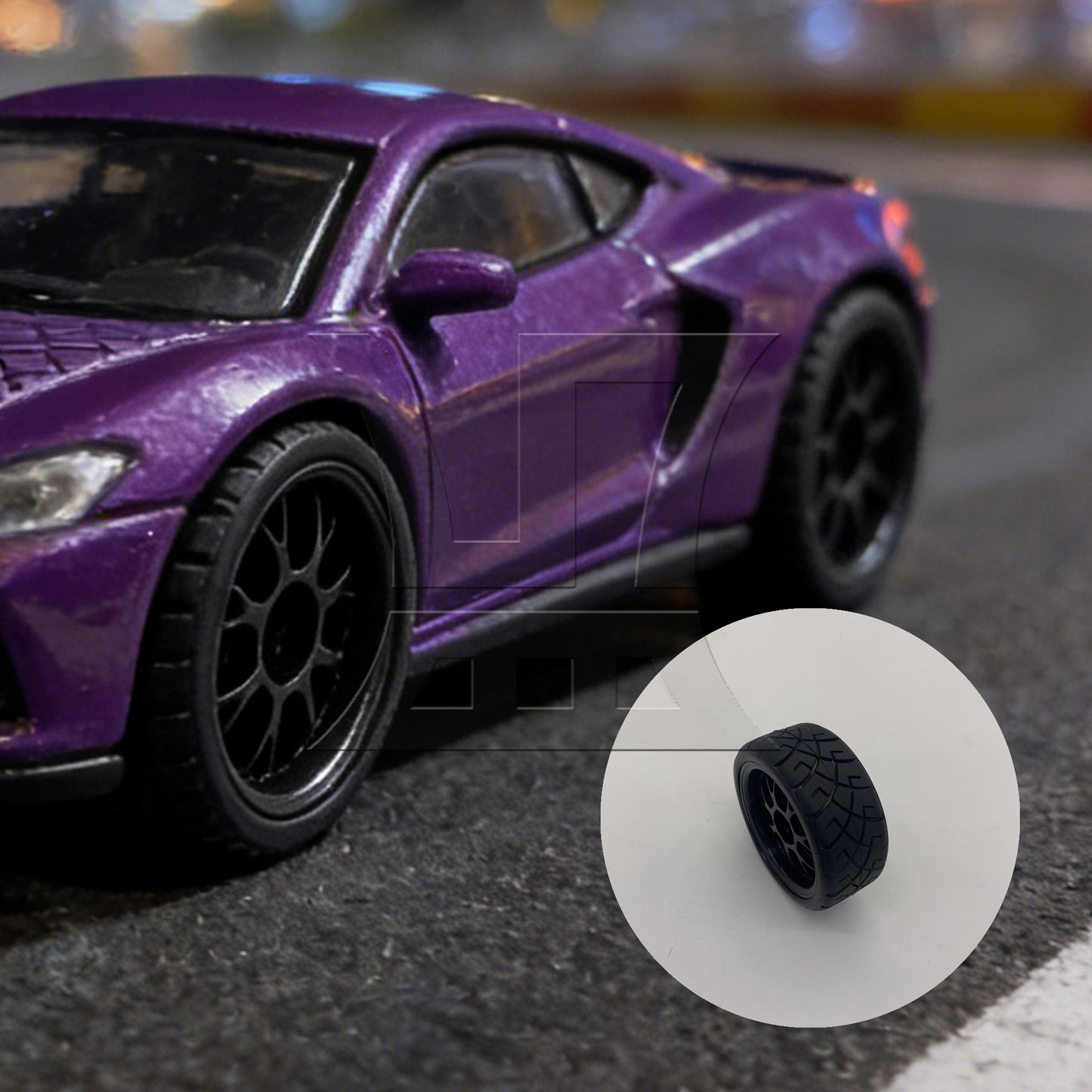 BQLZR Hex RC1:10 On Road Car X Rubber Tyres + Y Shape Wheel Rims 20695
