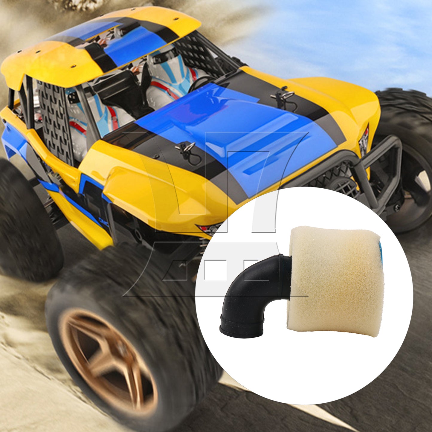 BQLZR Blue Aluminum Capped Air Filter Element Sponge N10004 for RC1:8 Car