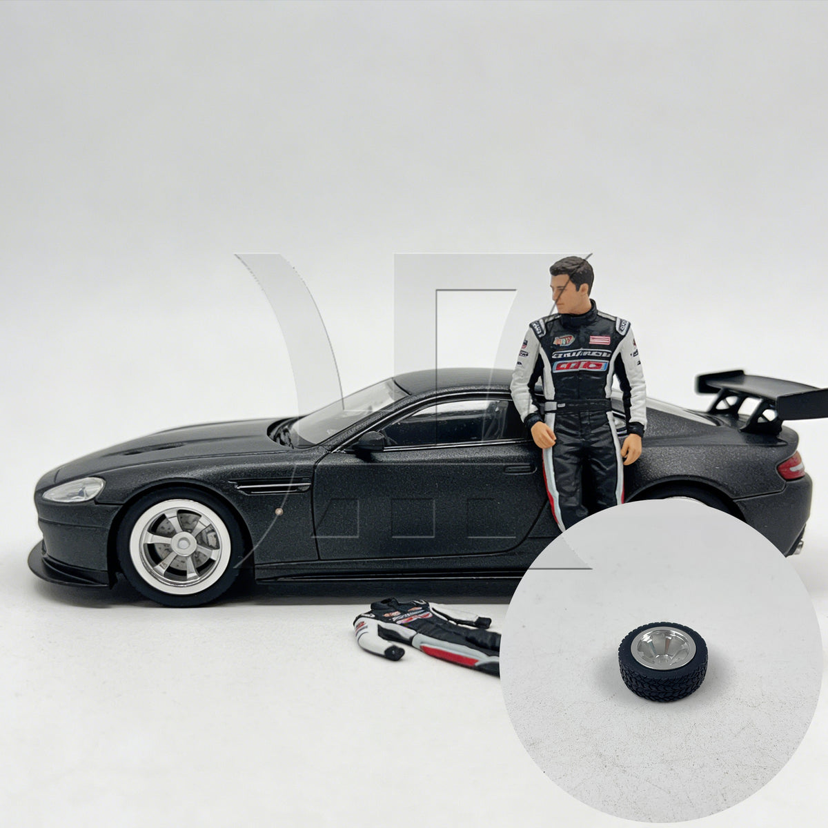 BQLZR 4Pieces RC Upgrade Silver Wheel Rims Tires Replacement for Kyosho 1:28 Type B