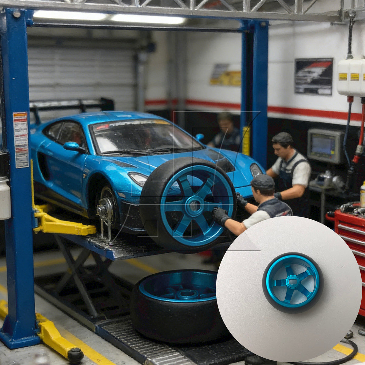 BQLZR 4Pieces RC Upgrade Blue 5-Spoke Wheel Rims Tires Replacement for 1:28