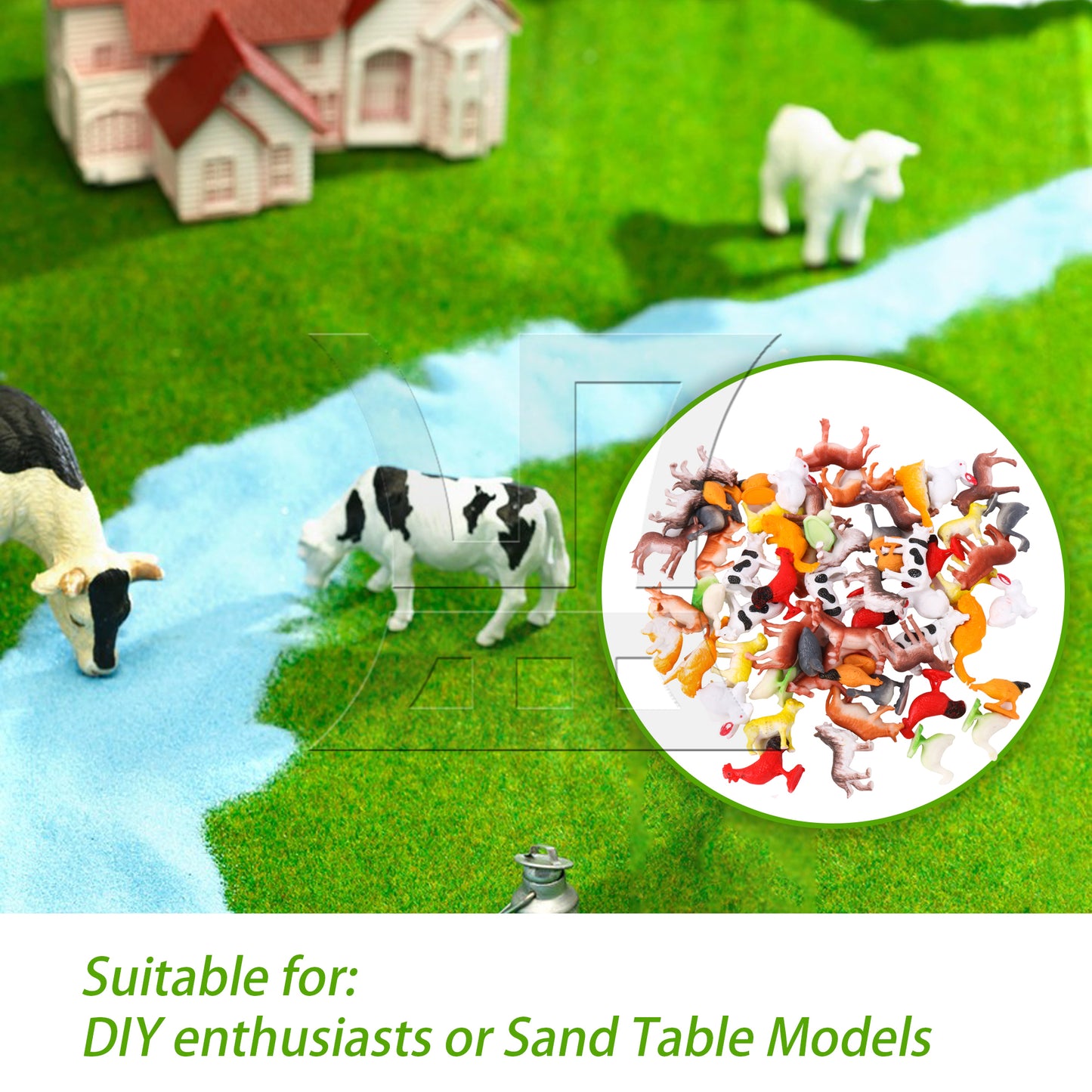 BQLZR 60 Pieces 1:50 Scale Farm Animal Figurines for Sand Table Architectural Model
