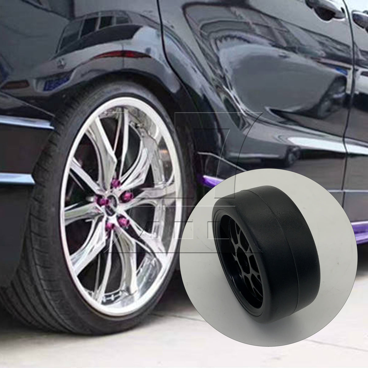 BQLZR 1pc Rc1:10 Racing Car Drift Tires and Y-Shaped Black Wheel Rim 290101 for Model Car Racing