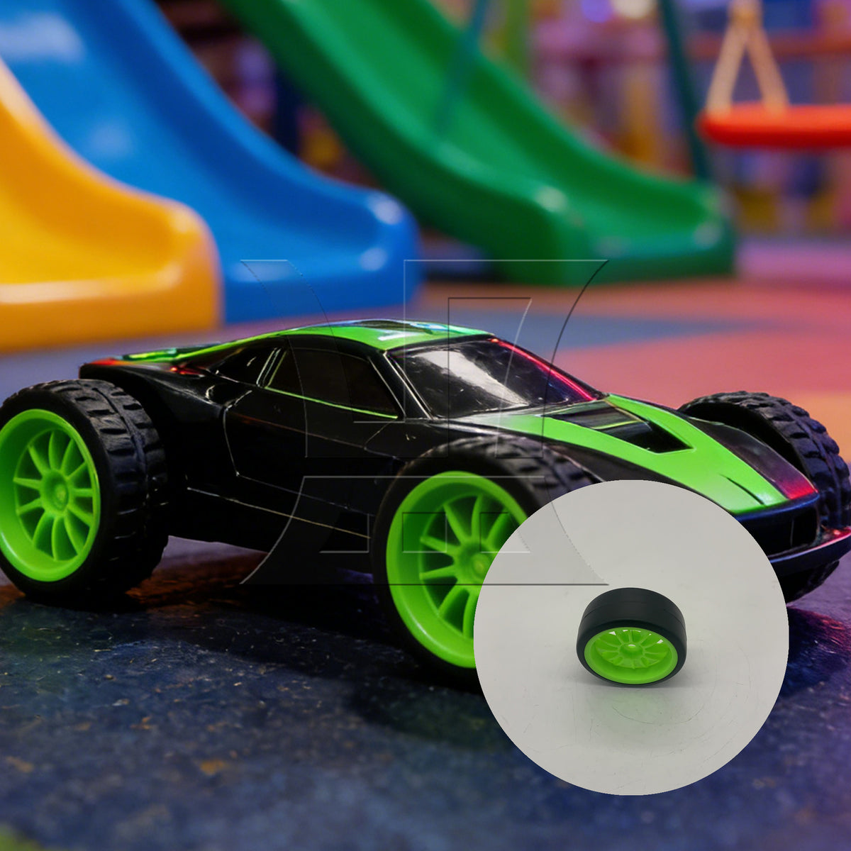 BQLZR 1pc RC1:10 Drift Tire and Green Wheel Rim for Model Car Repair Replacement Spare Parts