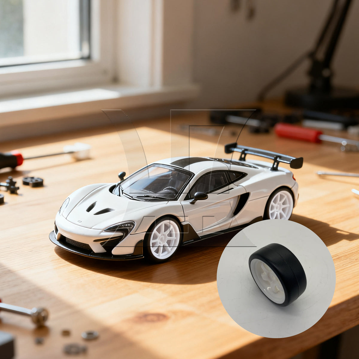 BQLZR 1pc RC1:10 On Road Car Drift Tire and 5-Spoke White Wheel for Model Car Repair Replacement Spare Parts
