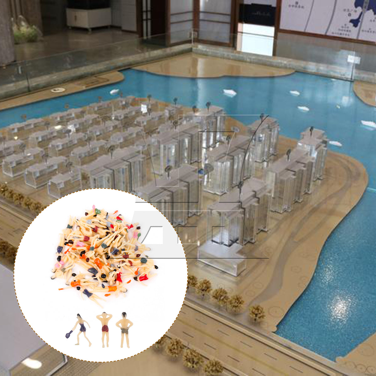 BQLZR 50 Pieces Multicolor Architecture Swimming Model Figures 1:100 Men Women Set