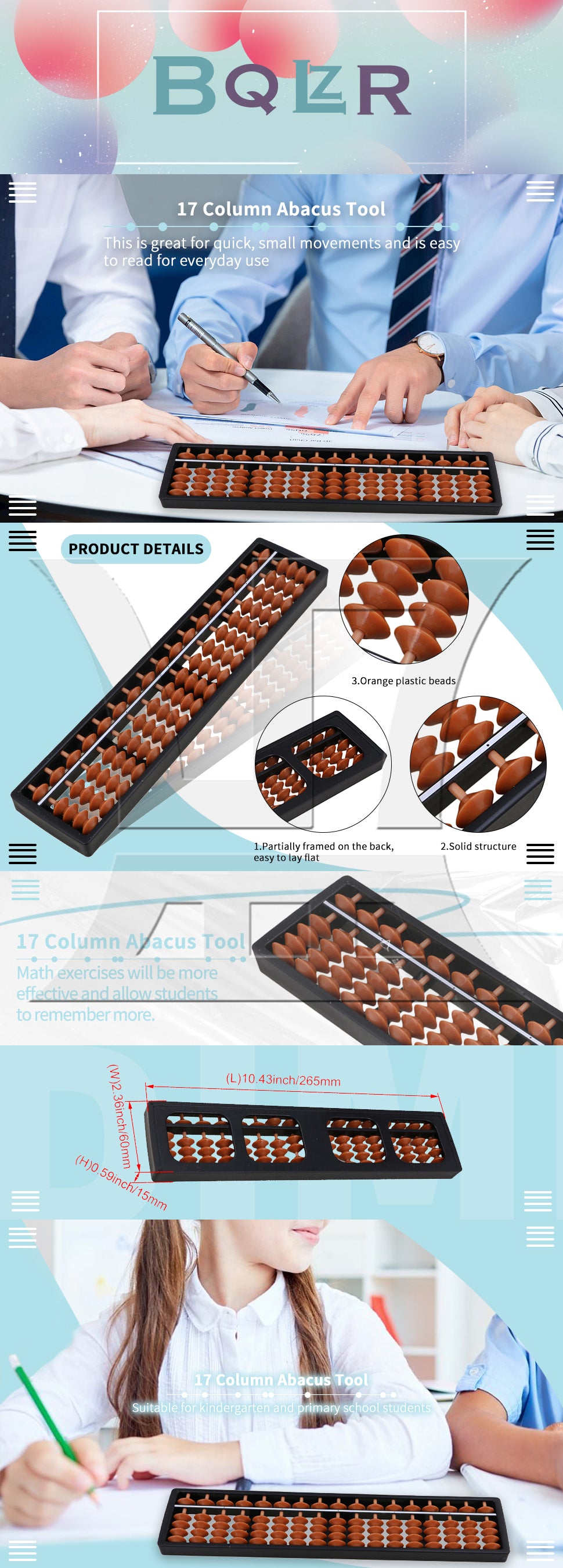 BQLZR Brand New 17 Column Abacus Soroban Tool In Mathematics Learning Beginners