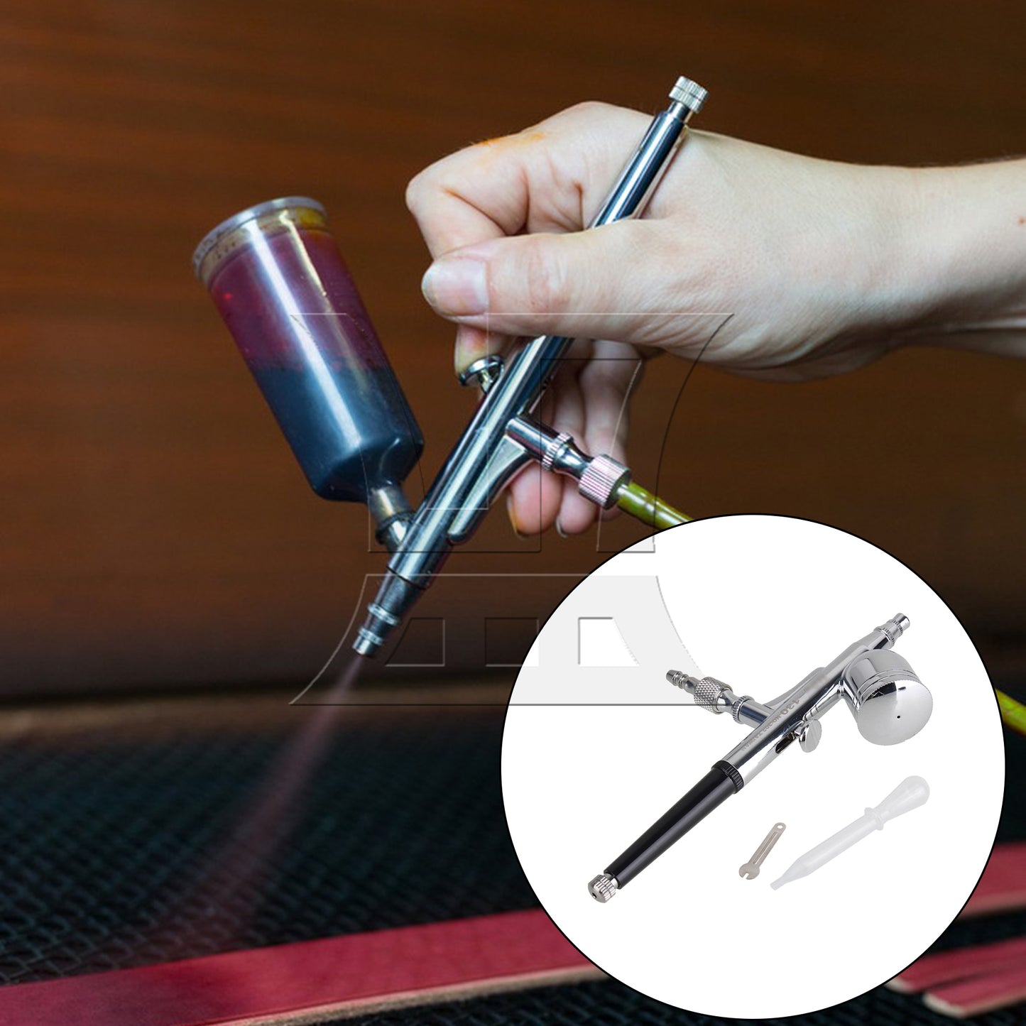 BQLZR Dual Action Airbrush 0.5mm Nozzle Dia Gravity Spray Set Paint Art Kit Silver