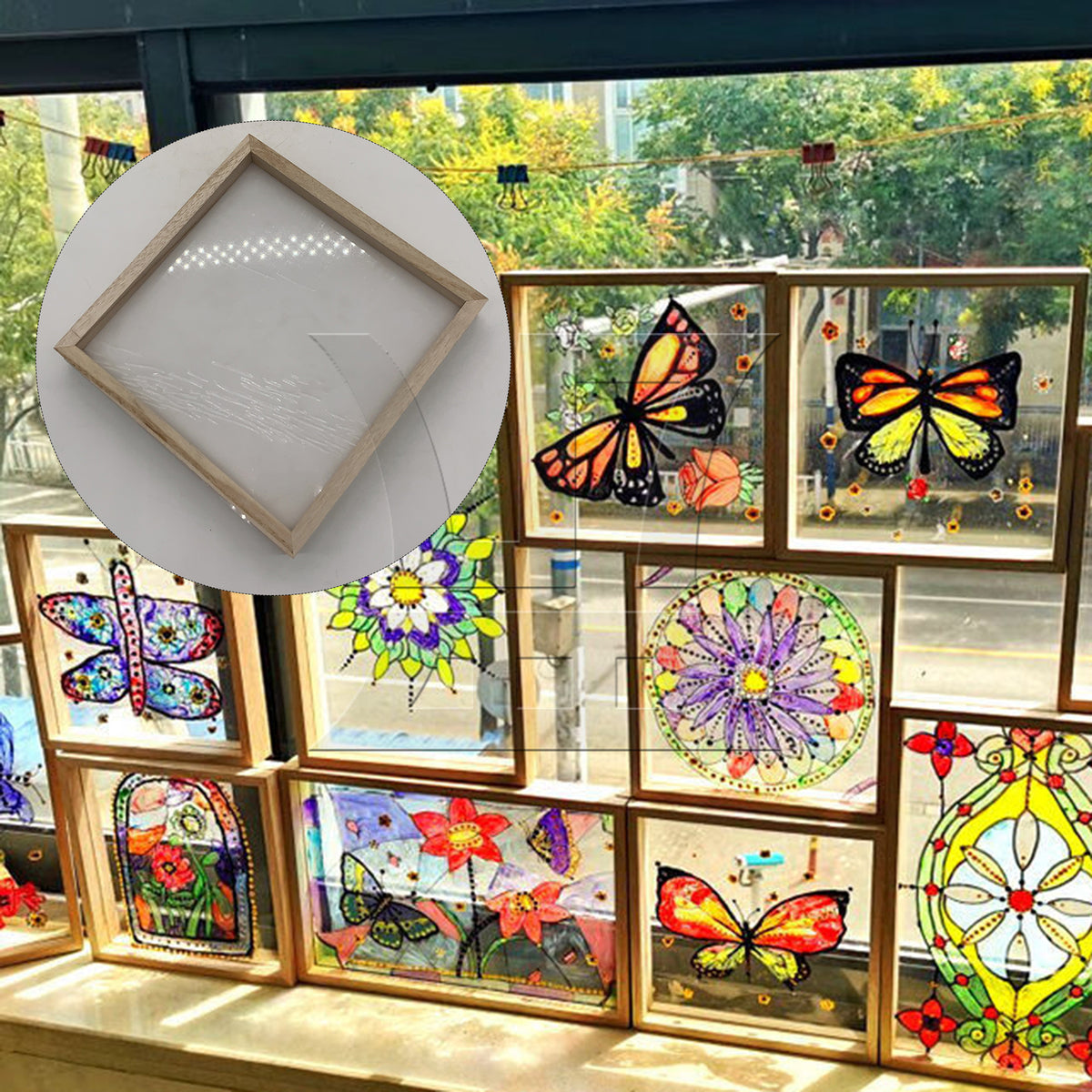 BQLZR 1pc Square Glass Picture Frame 20x20cm Double-layer for Handicraft