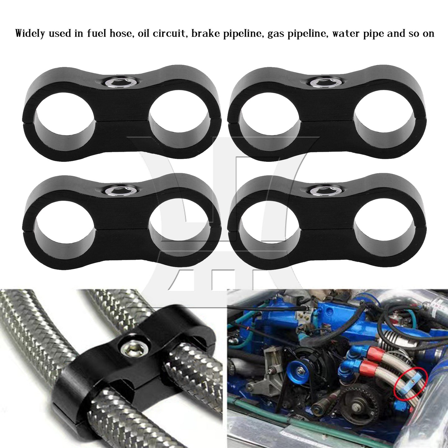 BQLZR 4Pieces AN6 Hose Separator Clamp for Oil Gas and Water Braided Line 0.55 Inch