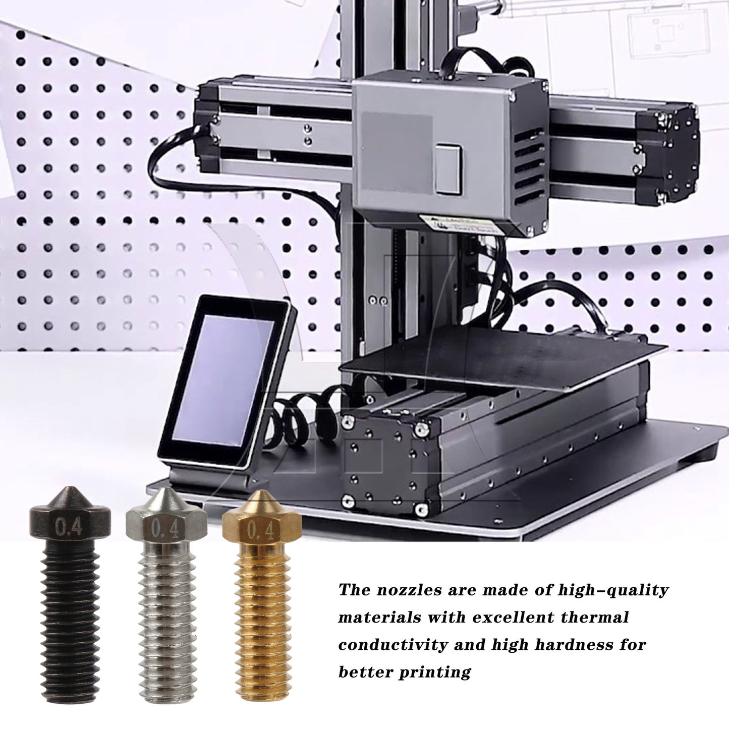 BQLZR 15Pieces M6 1.75mm 0.4mm 3D Printer Nozzles Hardened Steel Stainless Steel Kit