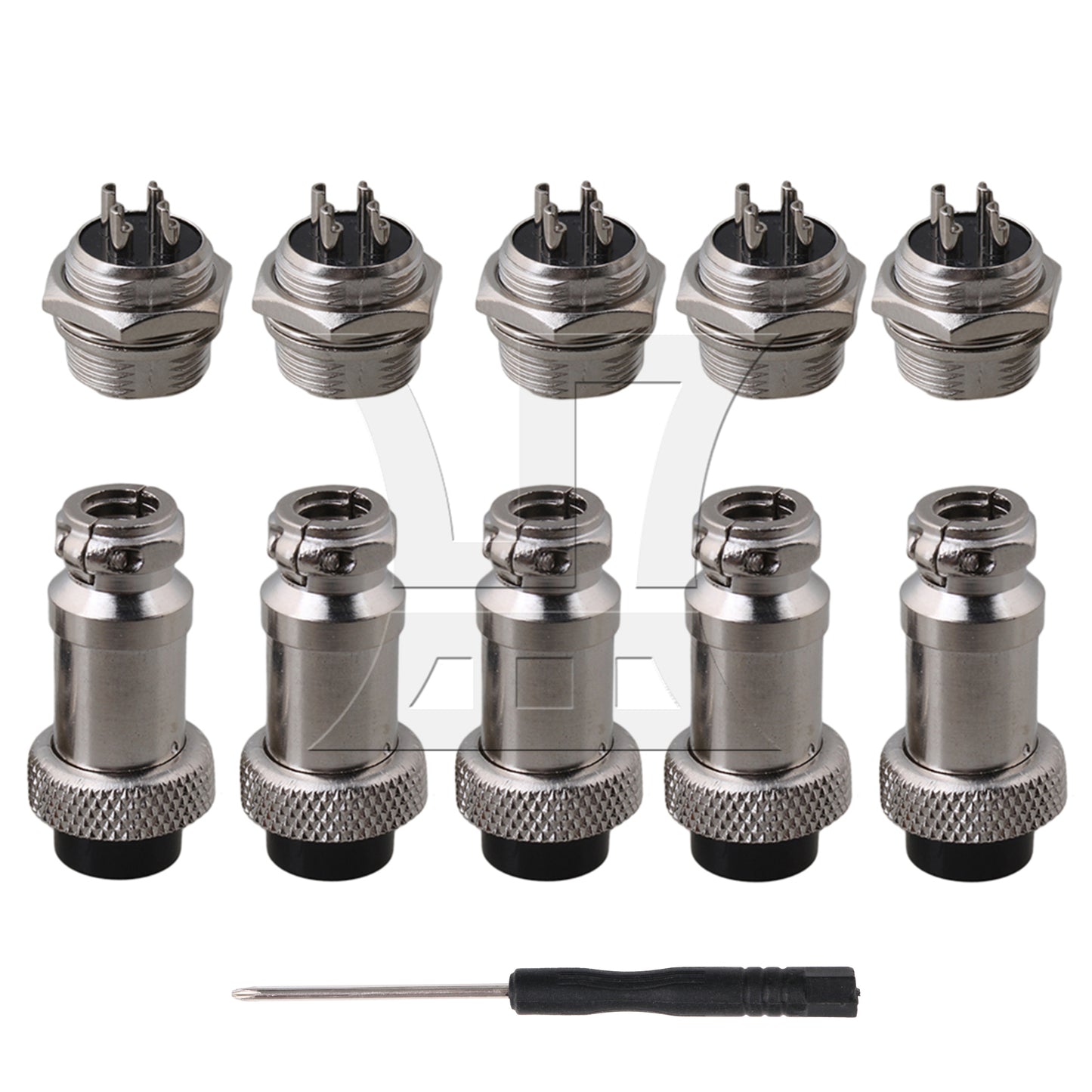 BQLZR 10 Pieces Aviation Plug 4-Pin 16mm GX16-4 Metal Male Female Panel Connector