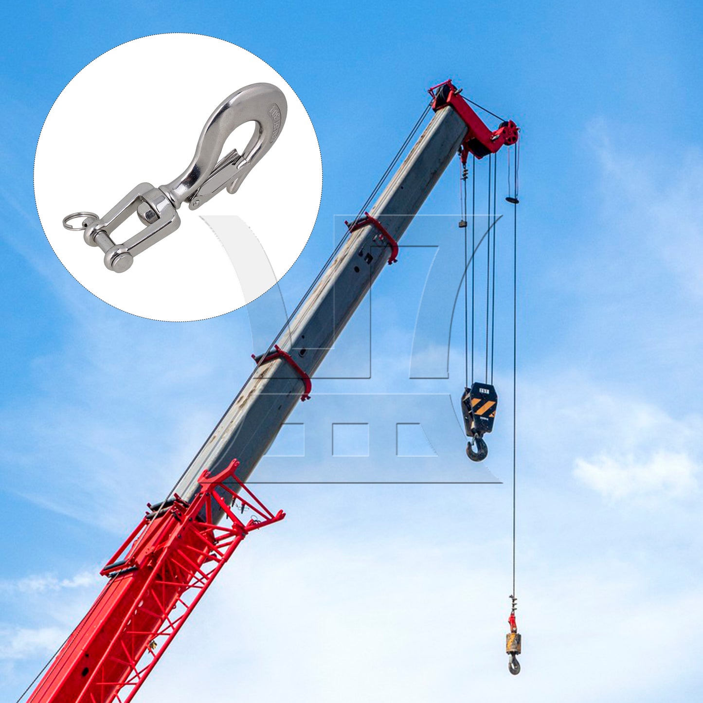 BQLZR 650KG American Type Swivel Lifting Silver Tone Clevis Chain Hook with Latch