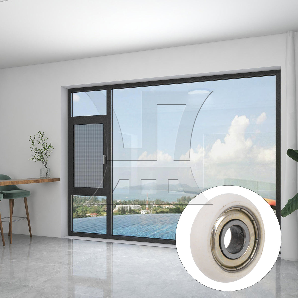 BQLZR 8x27.5x8mm White Ball Bearing Guide Pulley Roller Round Wheels for Window