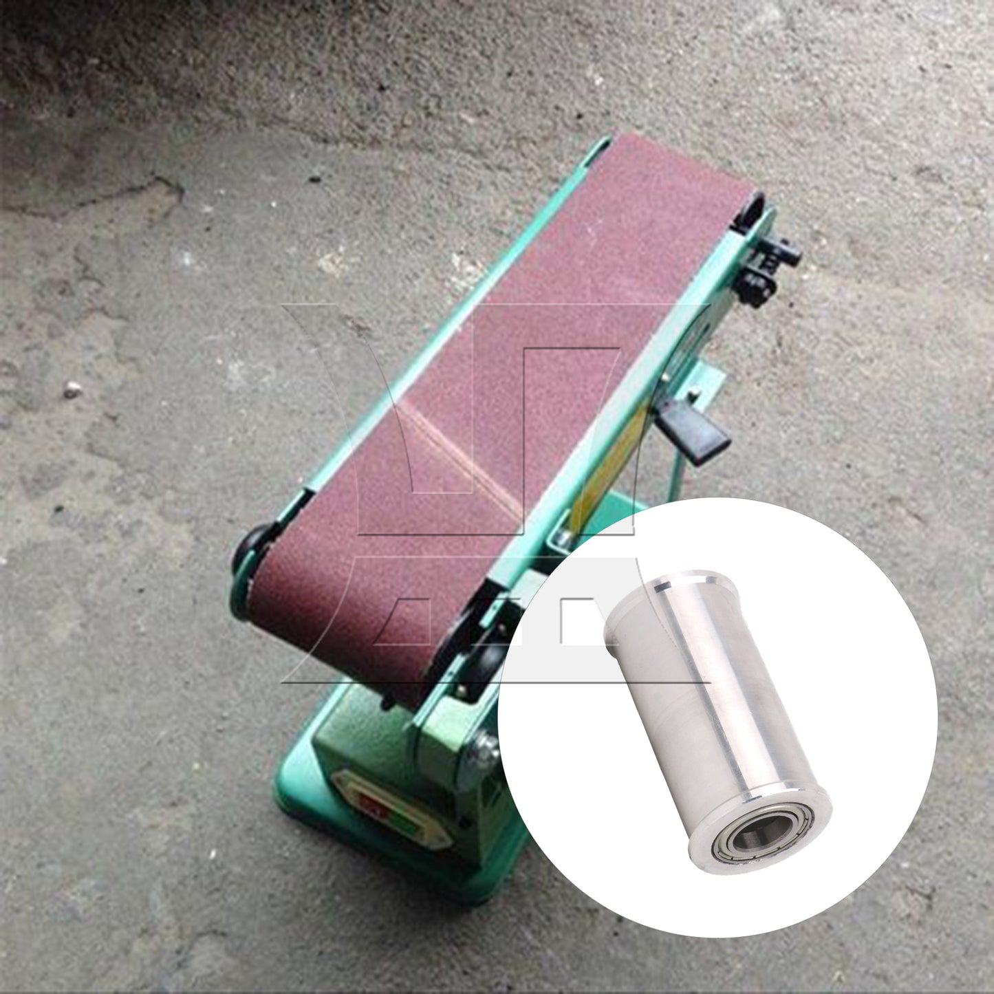 BQLZR 1PC Aluminum Belt Grinder Wheel Double Bearing Drive Wheel for Tool Polishing 56x28x12mm