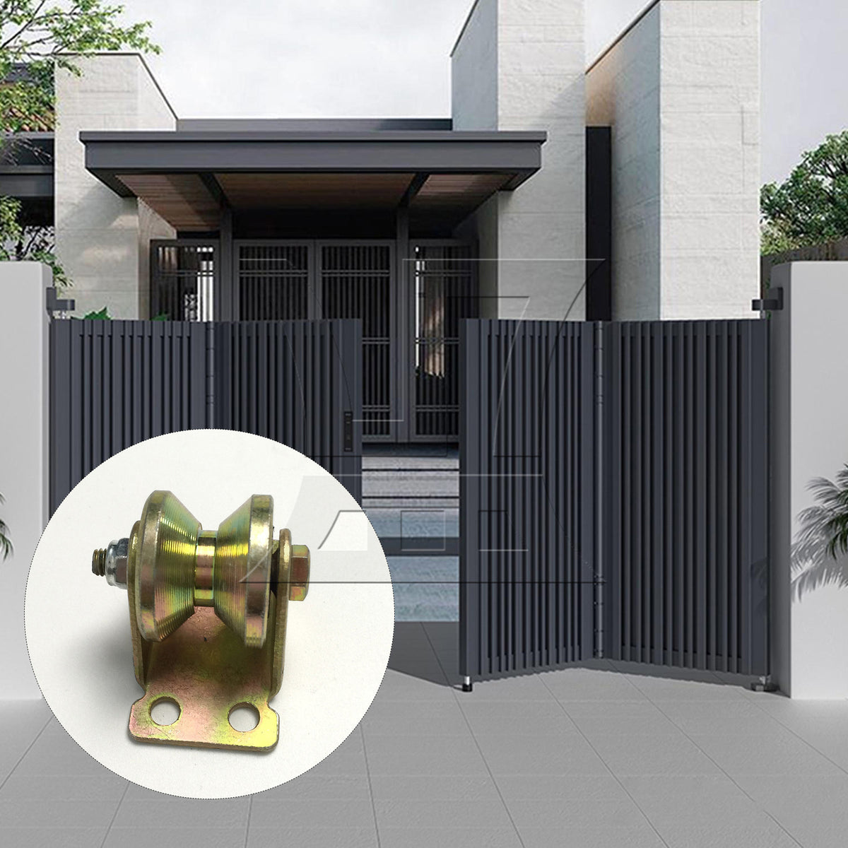 BQLZR 1pc Sliding Gate Wheel With Bracket 32mm Fixed Pulley Guide Rail Guide Wheel Load Bearing Wheel Pulley Crane Wheel
