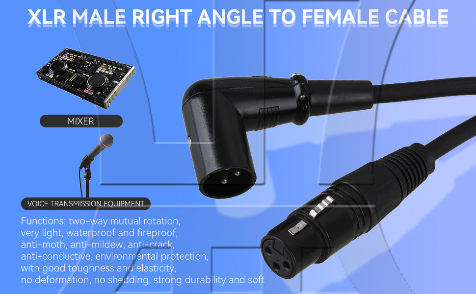 BQLZR Heavy Duty XLR Male Elbow to Female Cable Shielded Audio Microphone Cord 1.5M