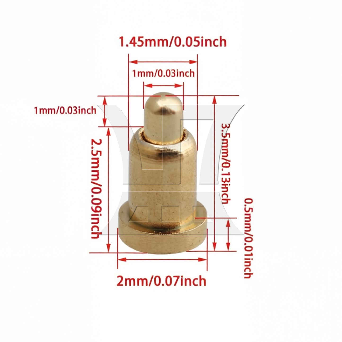 BQLZR Gold Plating Copper D2xH3.5mm Spring Thimble Pins Probes Connector
